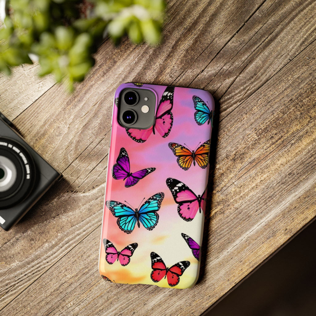 Butterfly Dream Slim Phone Case — Pastel Gradient Floral Wings Design