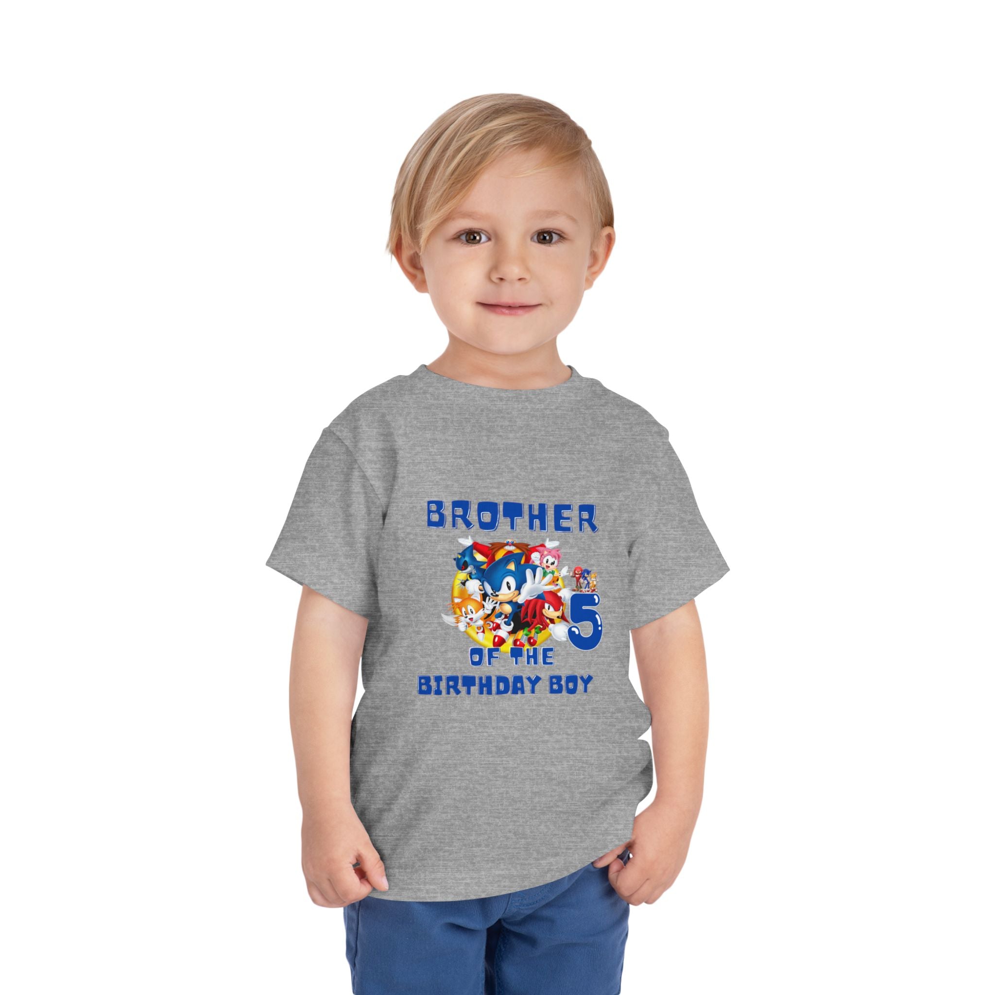 Personalized Brother of the Birthday Boy 5 Toddler Tee — Sonic Party Shirt