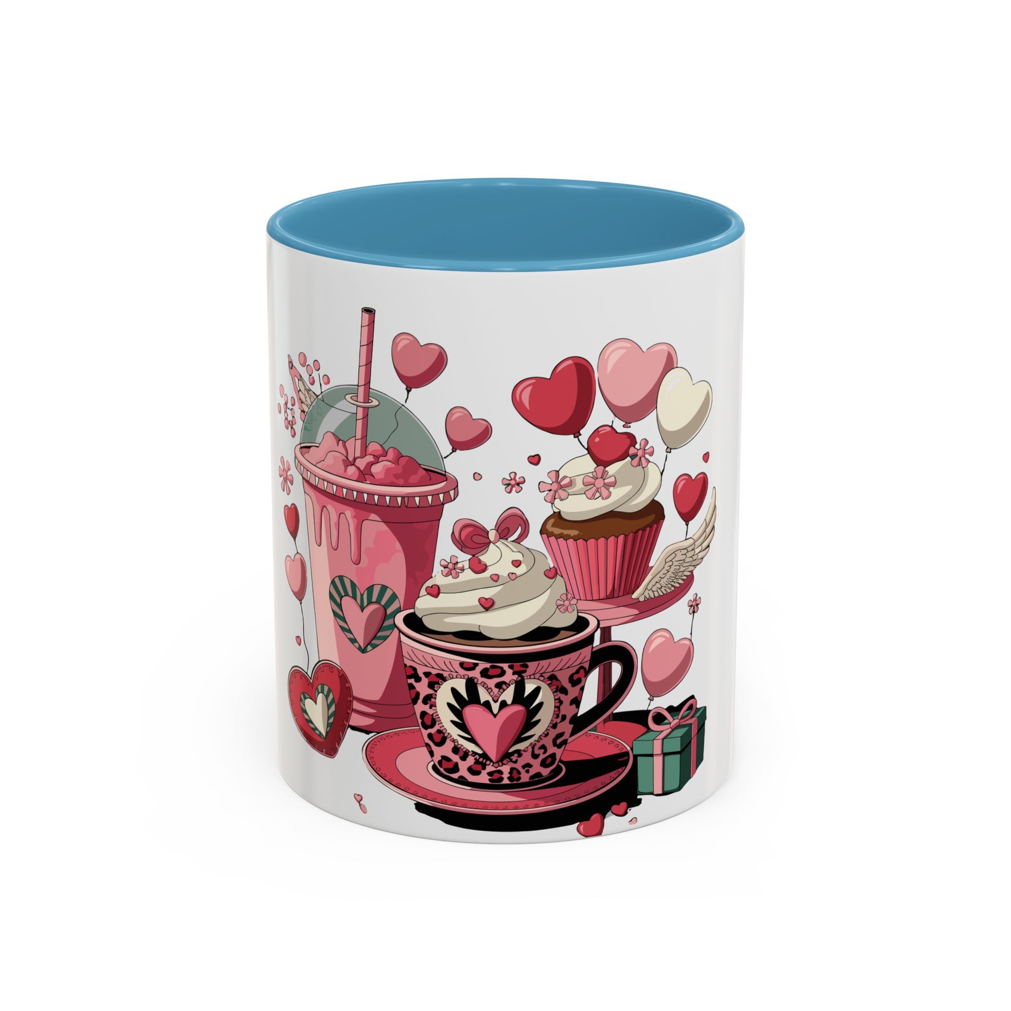 Valentine Dessert Love Accent Coffee Mug — Heart Cupcakes & Sweets 11/15oz