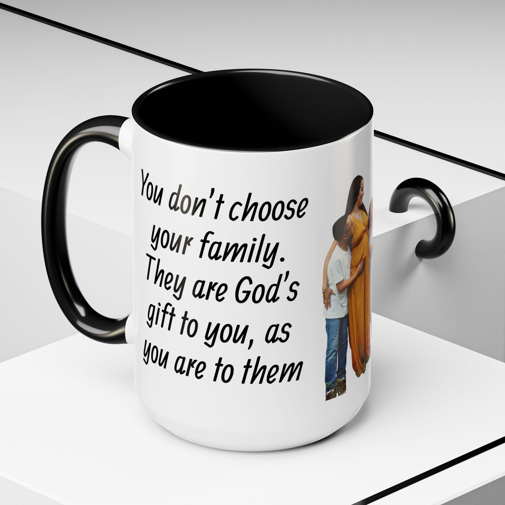 Personalized Family Photo Accent Coffee Mug — Custom 11/15oz Gift