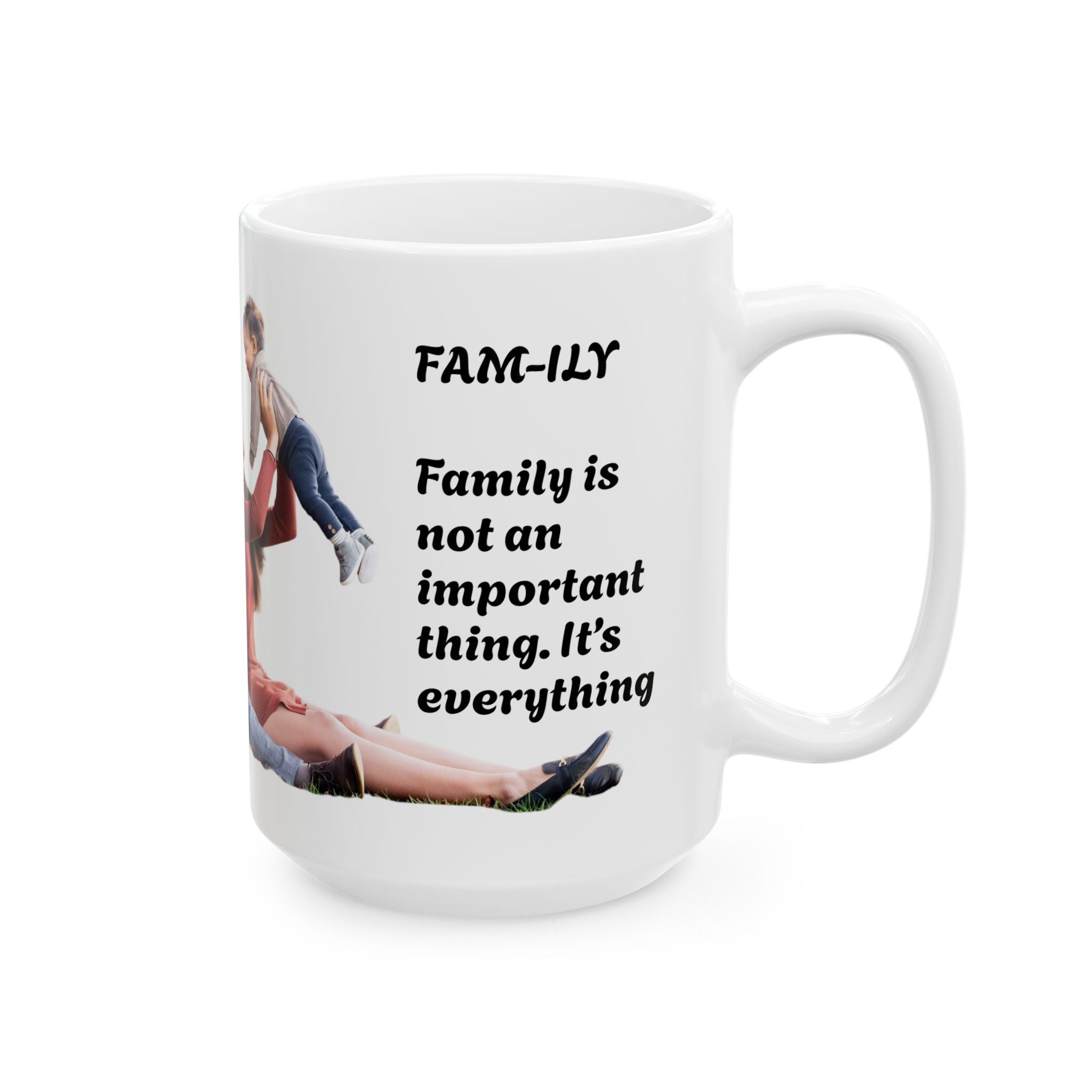 Family Photo Ceramic Mug - Personalized Photo Coffee Cup with Heart Accent (11oz, 15oz)