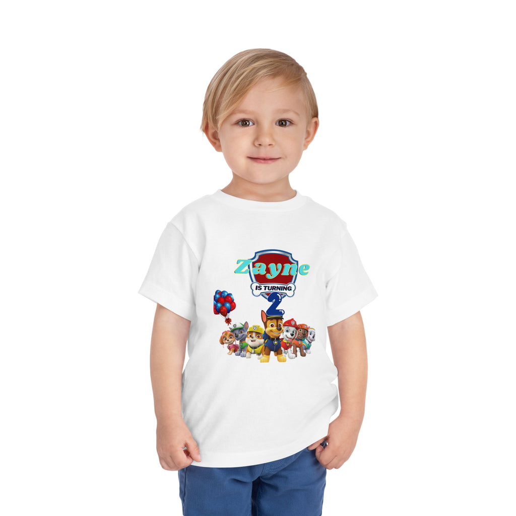Paw Patrol 2nd Birthday Toddler Tee – Personalized "Zayne is Turning 2"