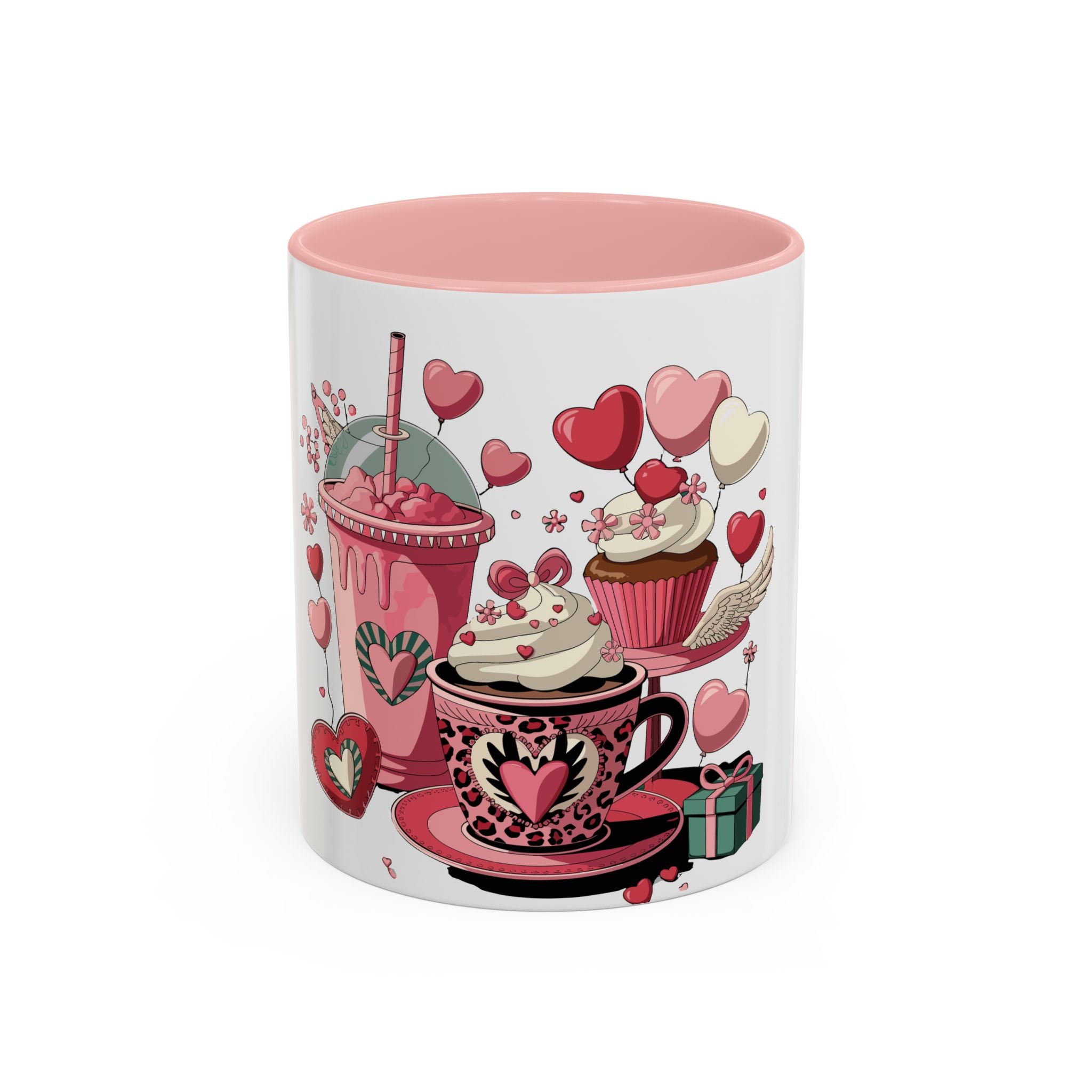 Valentine Dessert Love Accent Coffee Mug — Heart Cupcakes & Sweets 11/15oz