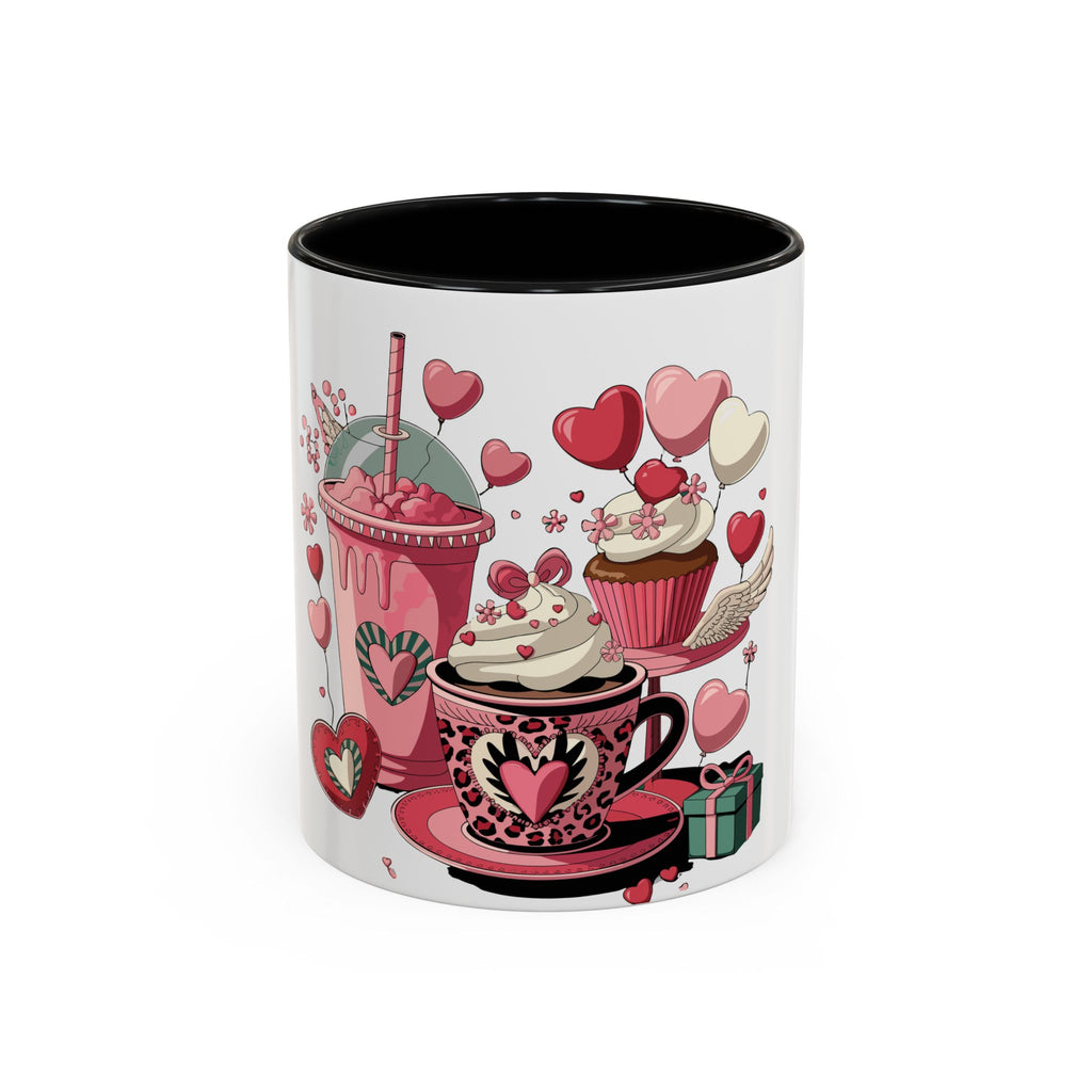 Valentine Dessert Love Accent Coffee Mug — Heart Cupcakes & Sweets 11/15oz