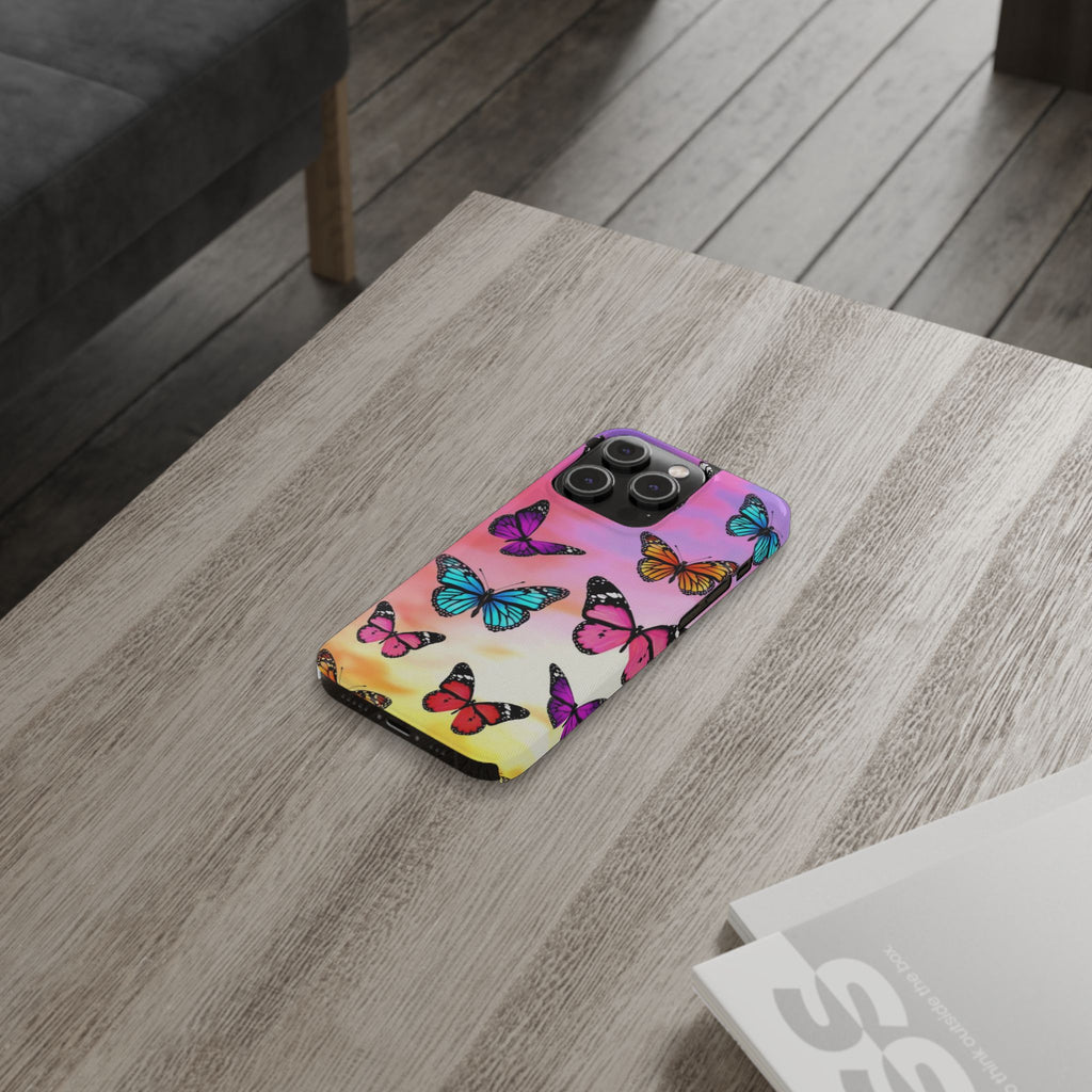 Butterfly Dream Slim Phone Case — Pastel Gradient Floral Wings Design