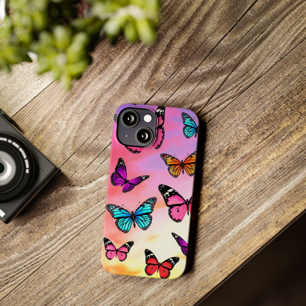 Butterfly Dream Slim Phone Case — Pastel Gradient Floral Wings Design