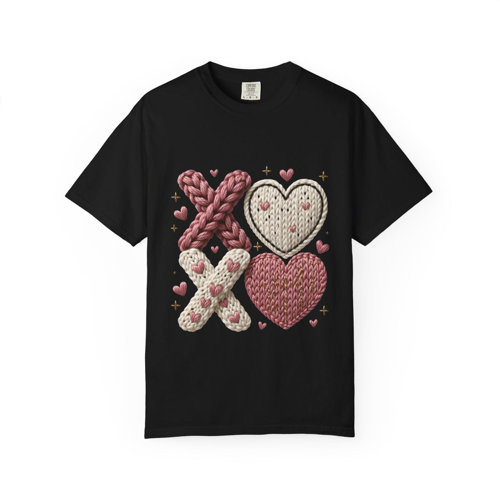 Knit XOXO Hearts T-Shirt — Cozy Valentine’s Day Love Tee