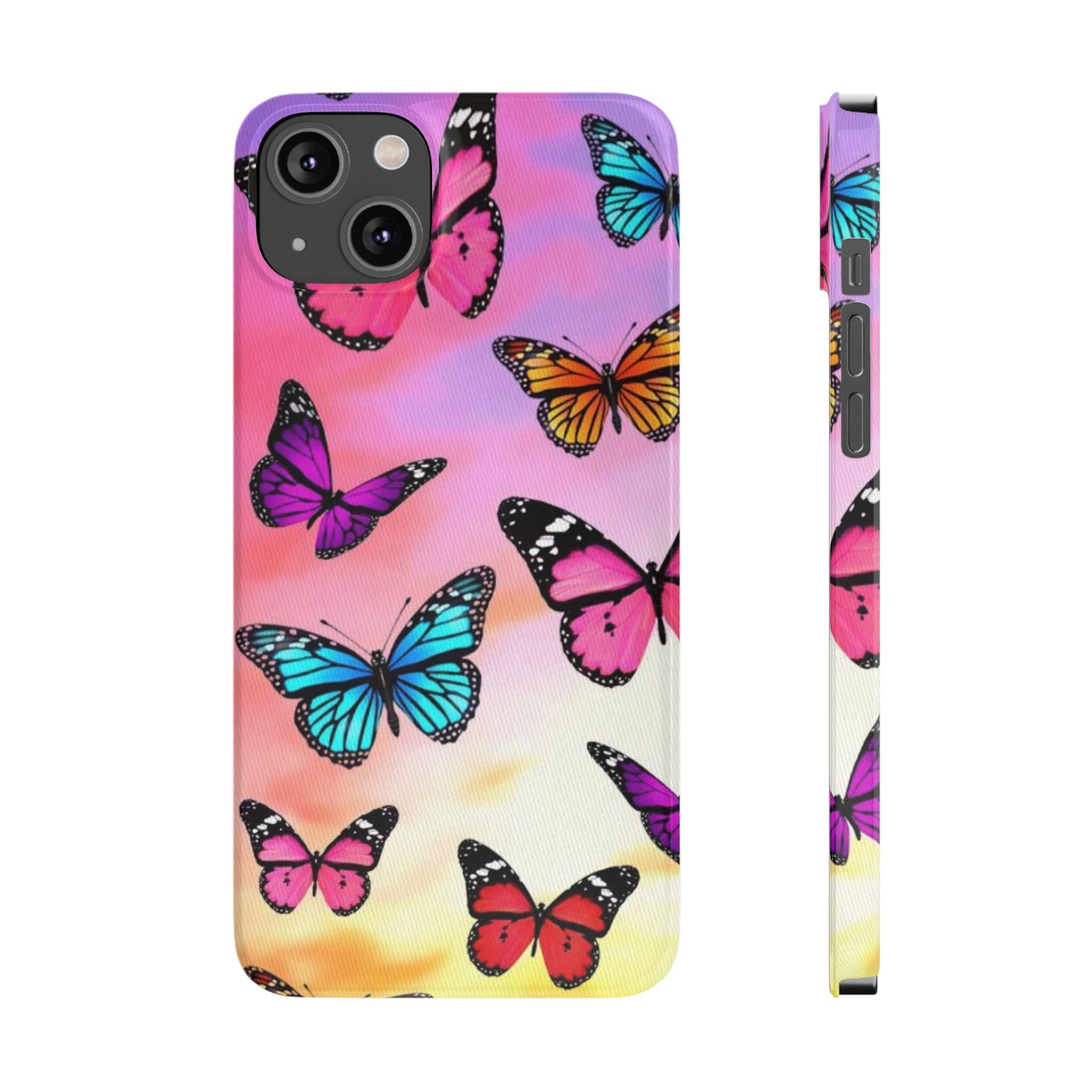 Butterfly Dream Slim Phone Case — Pastel Gradient Floral Wings Design