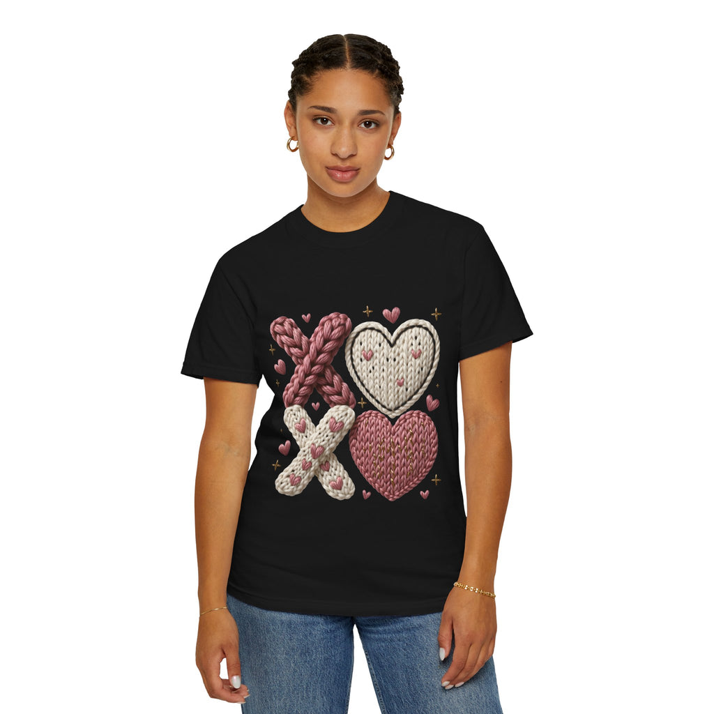 Knit XOXO Hearts T-Shirt — Cozy Valentine’s Day Love Tee