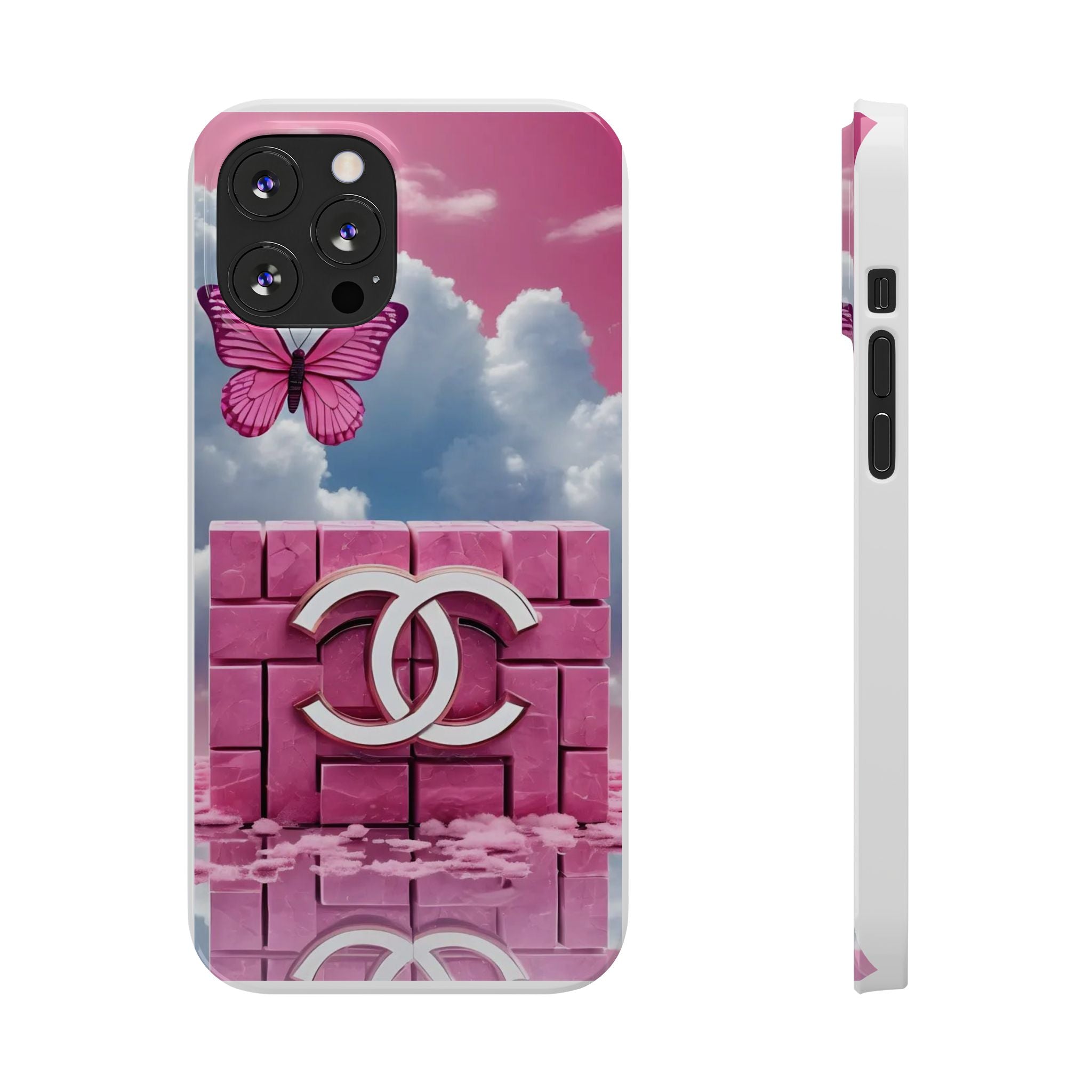 Pink Butterfly Luxe Slim Phone Case — Cloud Sky & Logo Design