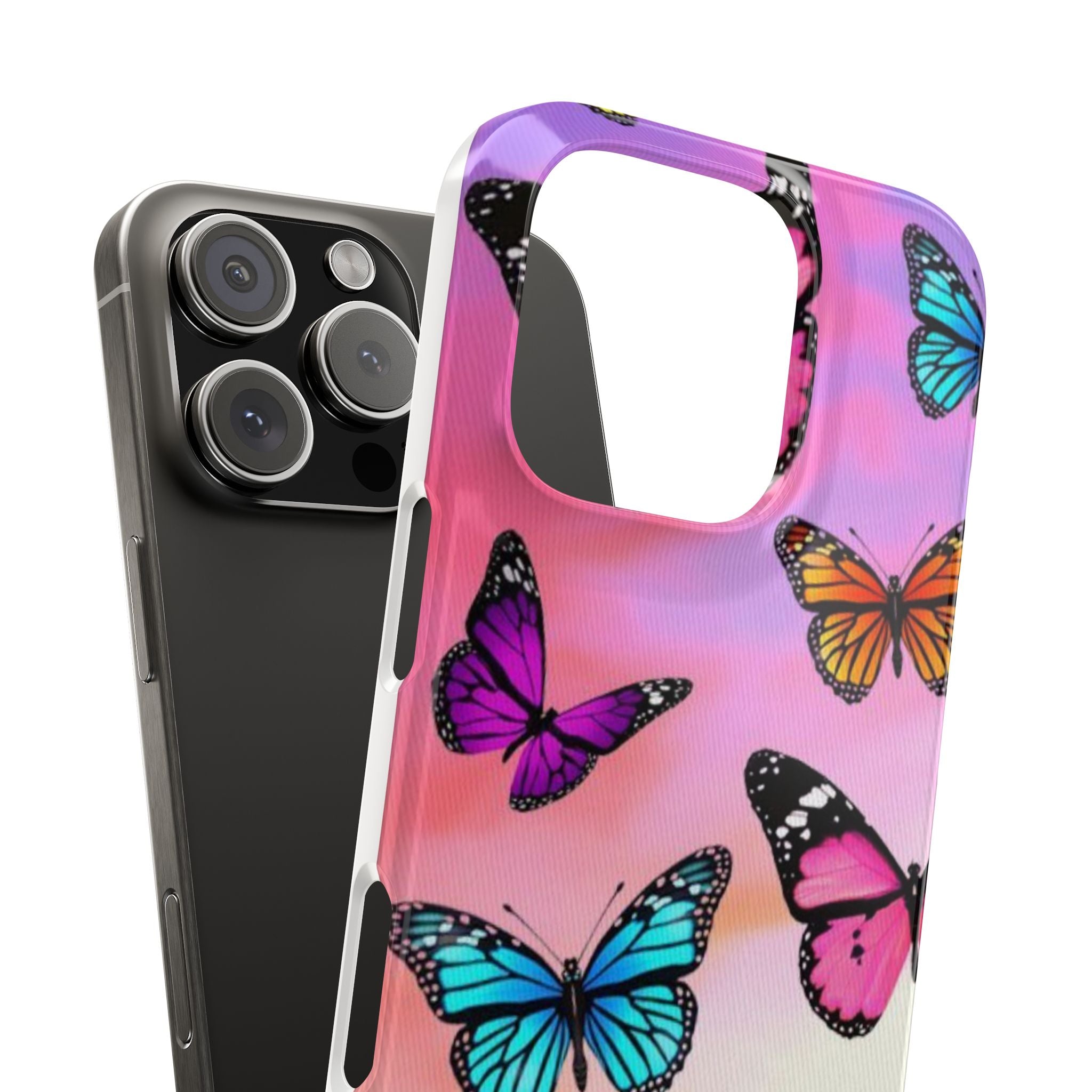 Butterfly Dream Slim Phone Case — Pastel Gradient Floral Wings Design