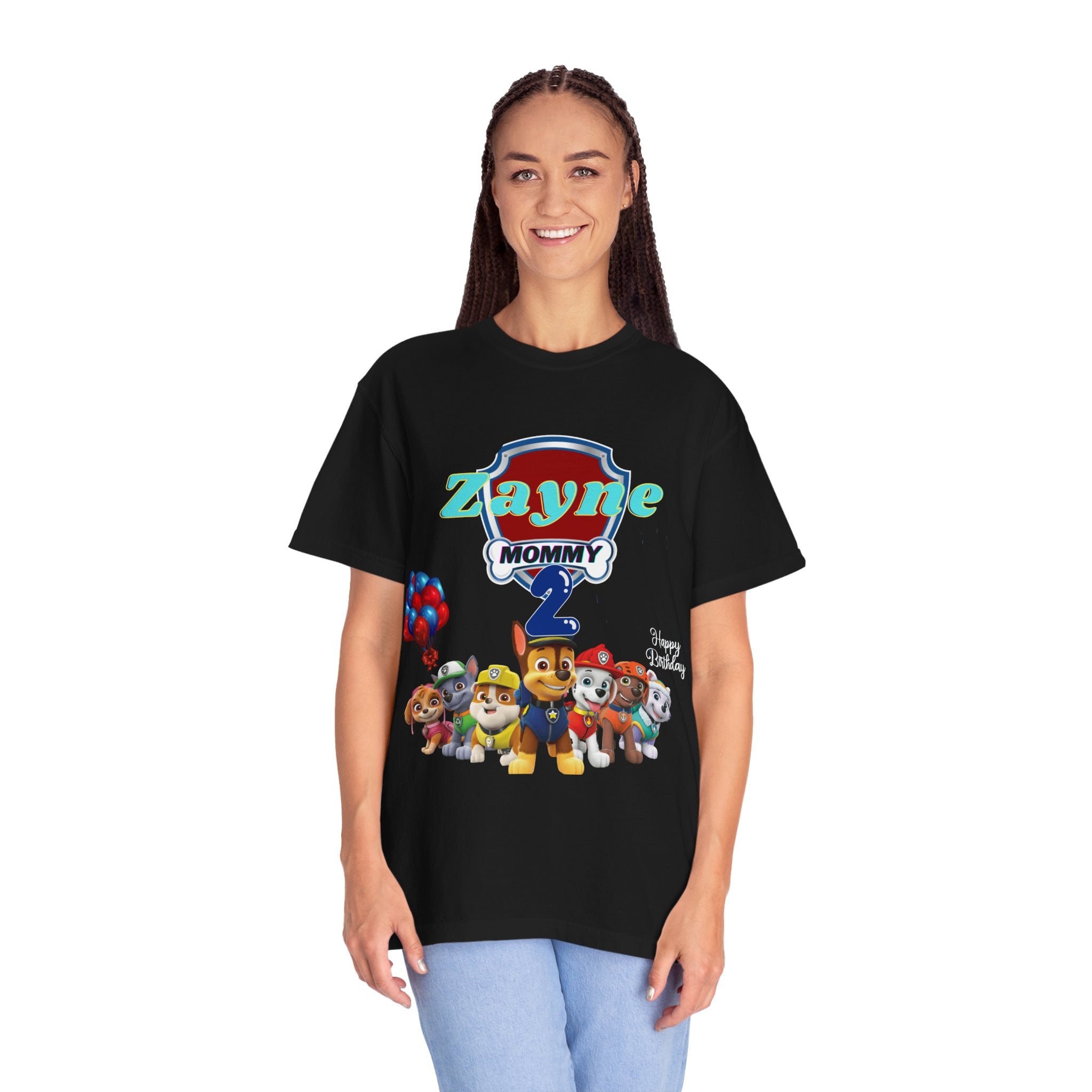 Kids' Paw Patrol Birthday T-Shirt — "Zayne Mommy 2" Personalized Party Tee