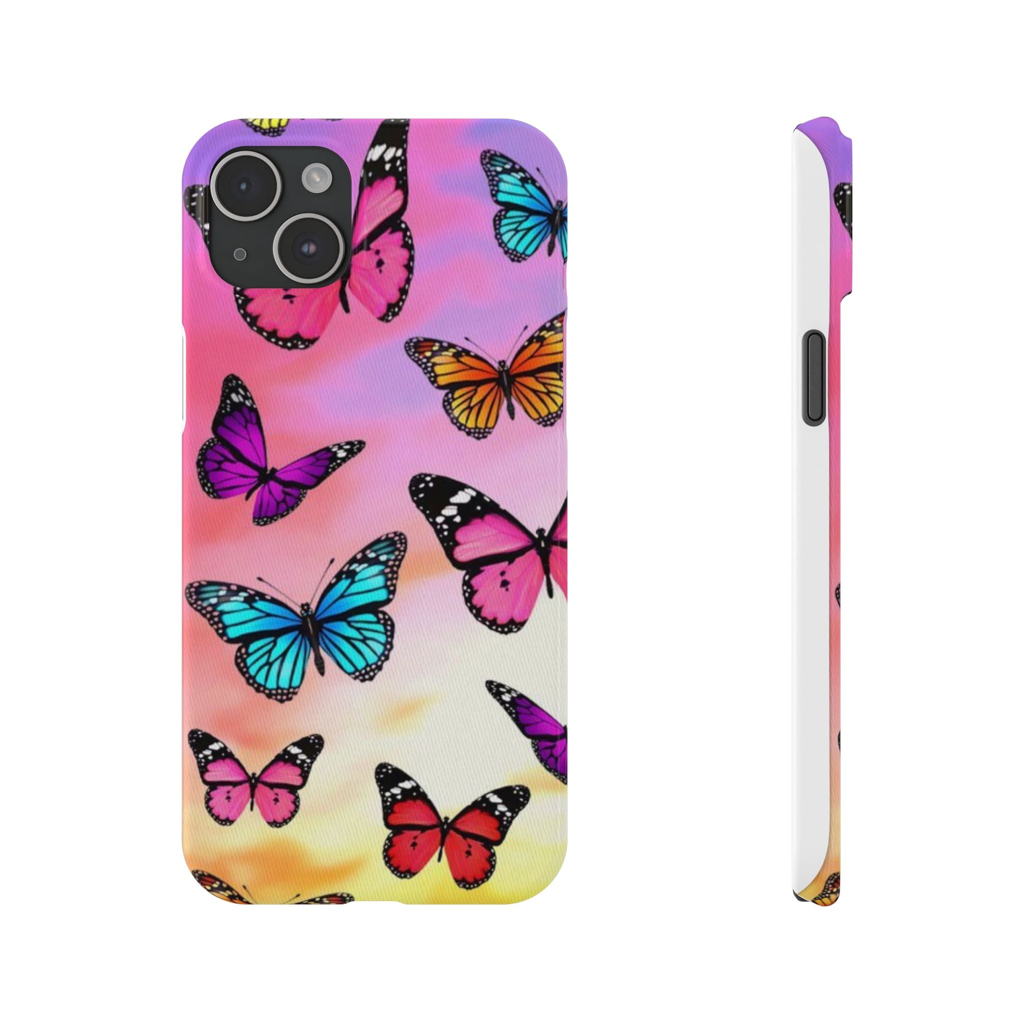 Butterfly Dream Slim Phone Case — Pastel Gradient Floral Wings Design