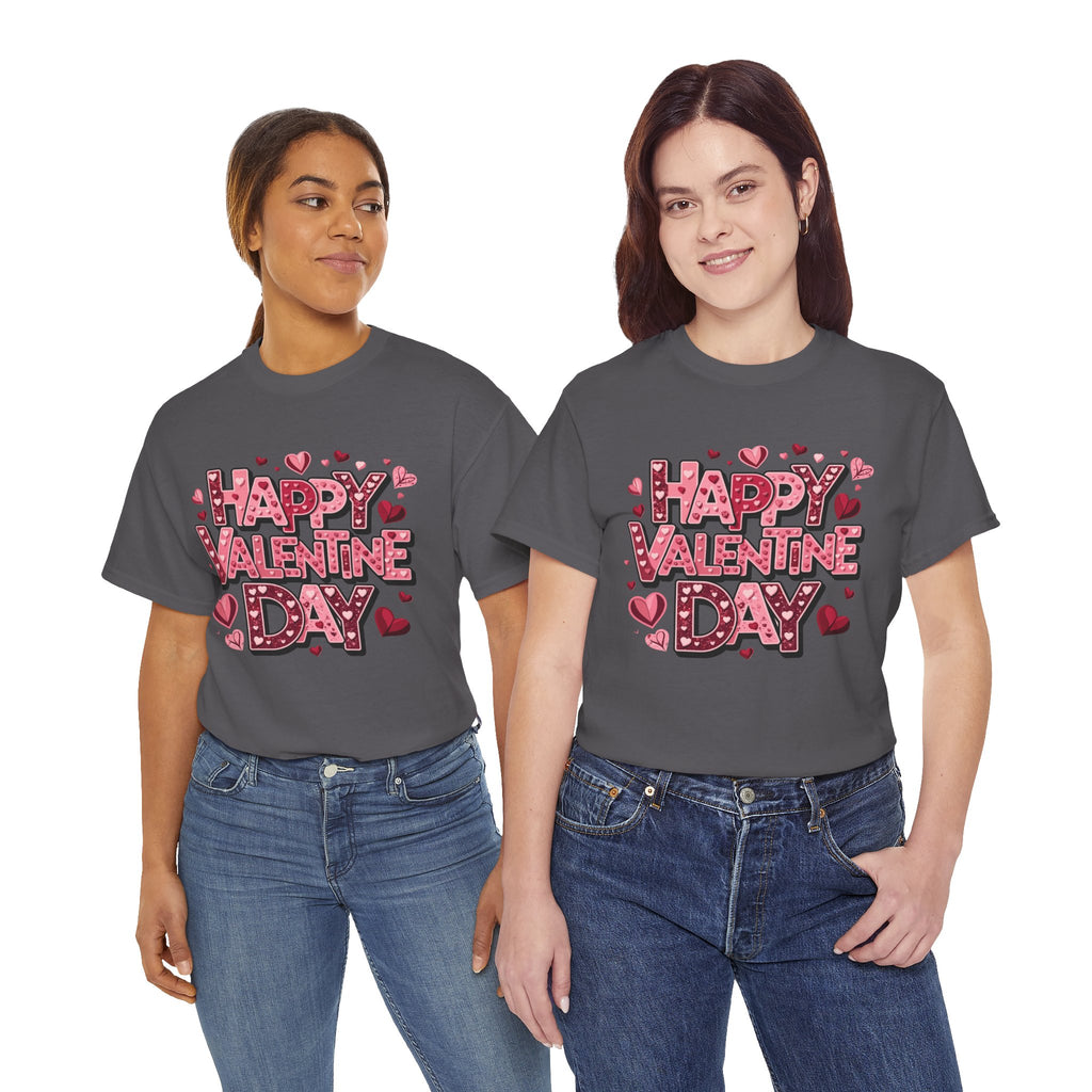 Valentine's Day Tee — 'Happy Valentine Day' Heart Graphic Shirt