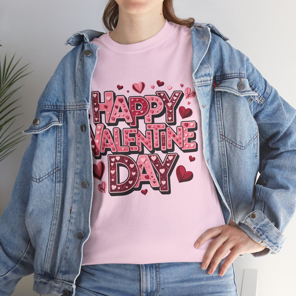 Valentine's Day Tee — 'Happy Valentine Day' Heart Graphic Shirt
