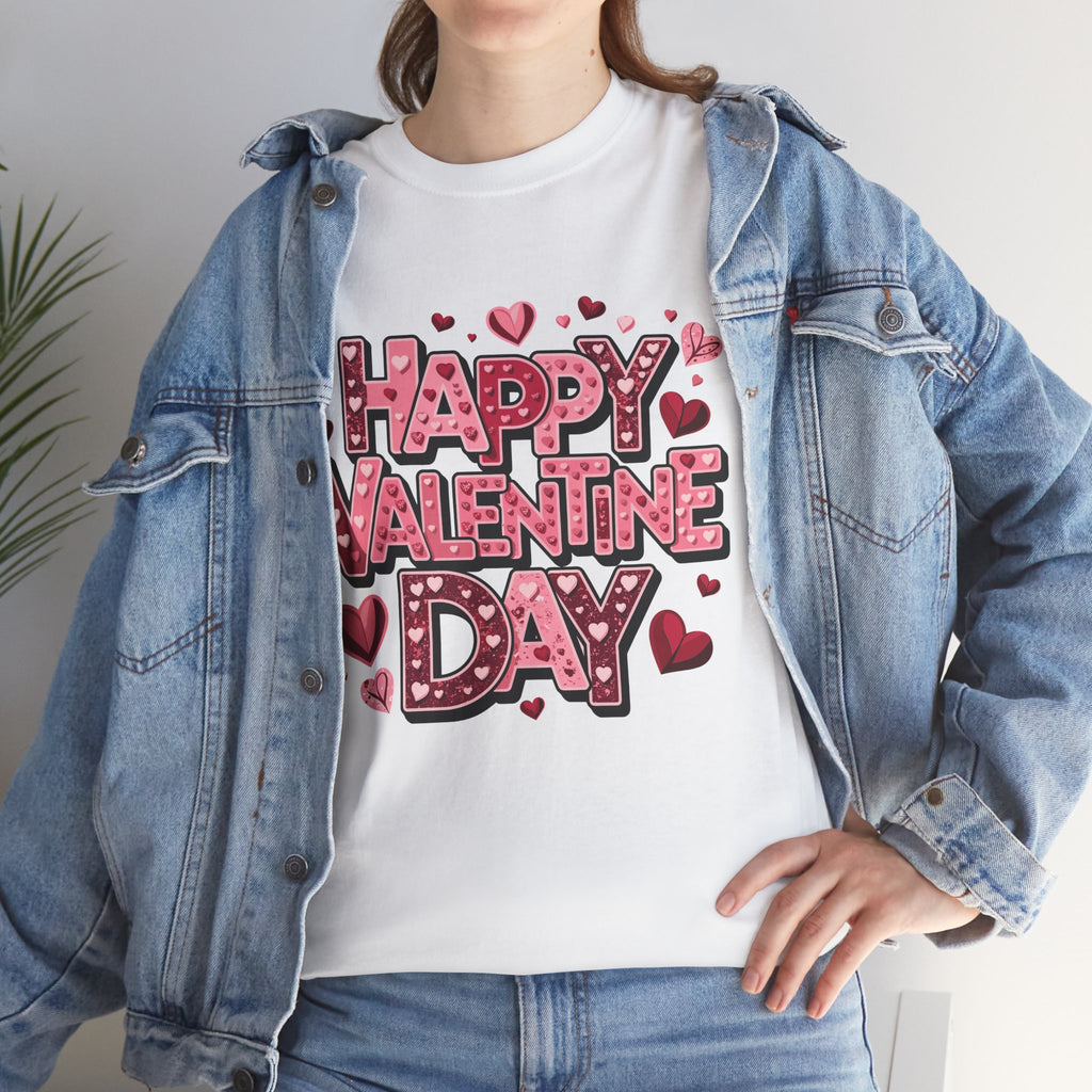 Valentine's Day Tee — 'Happy Valentine Day' Heart Graphic Shirt