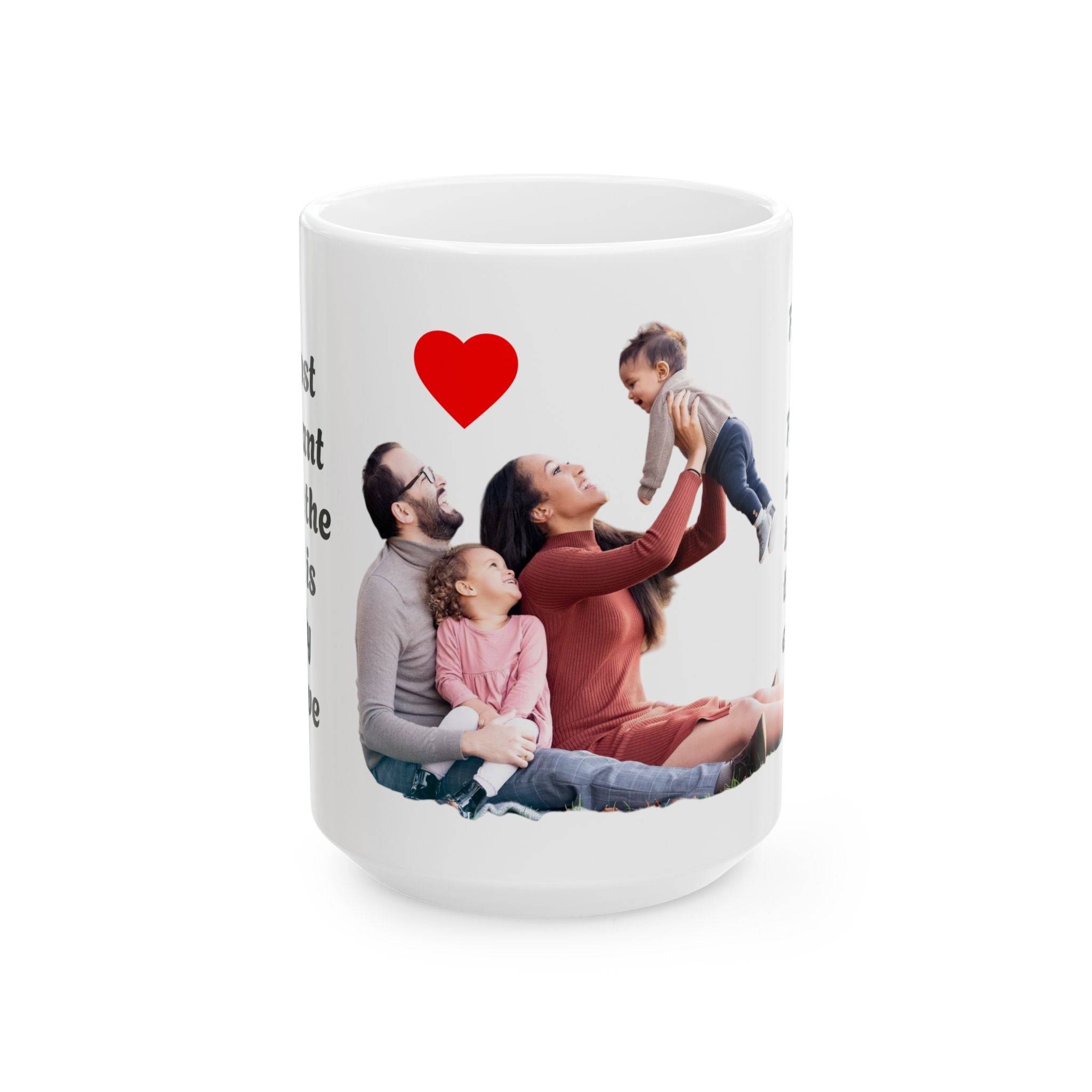 Family Photo Ceramic Mug - Personalized Photo Coffee Cup with Heart Accent (11oz, 15oz)