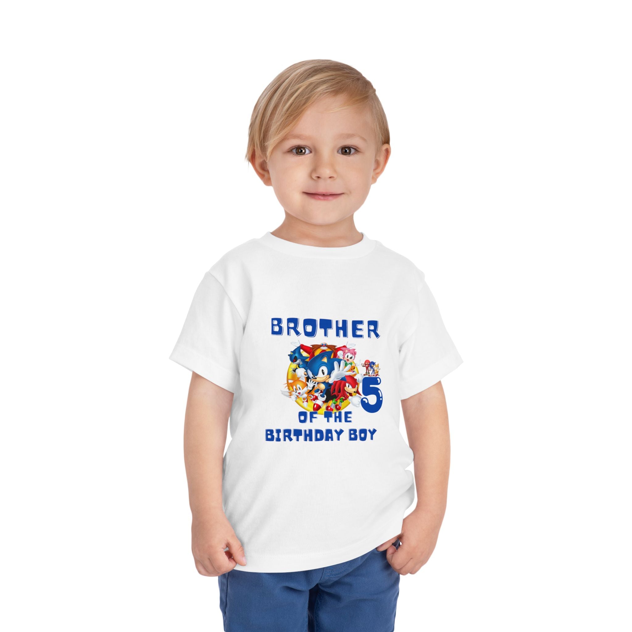 Personalized Brother of the Birthday Boy 5 Toddler Tee — Sonic Party Shirt