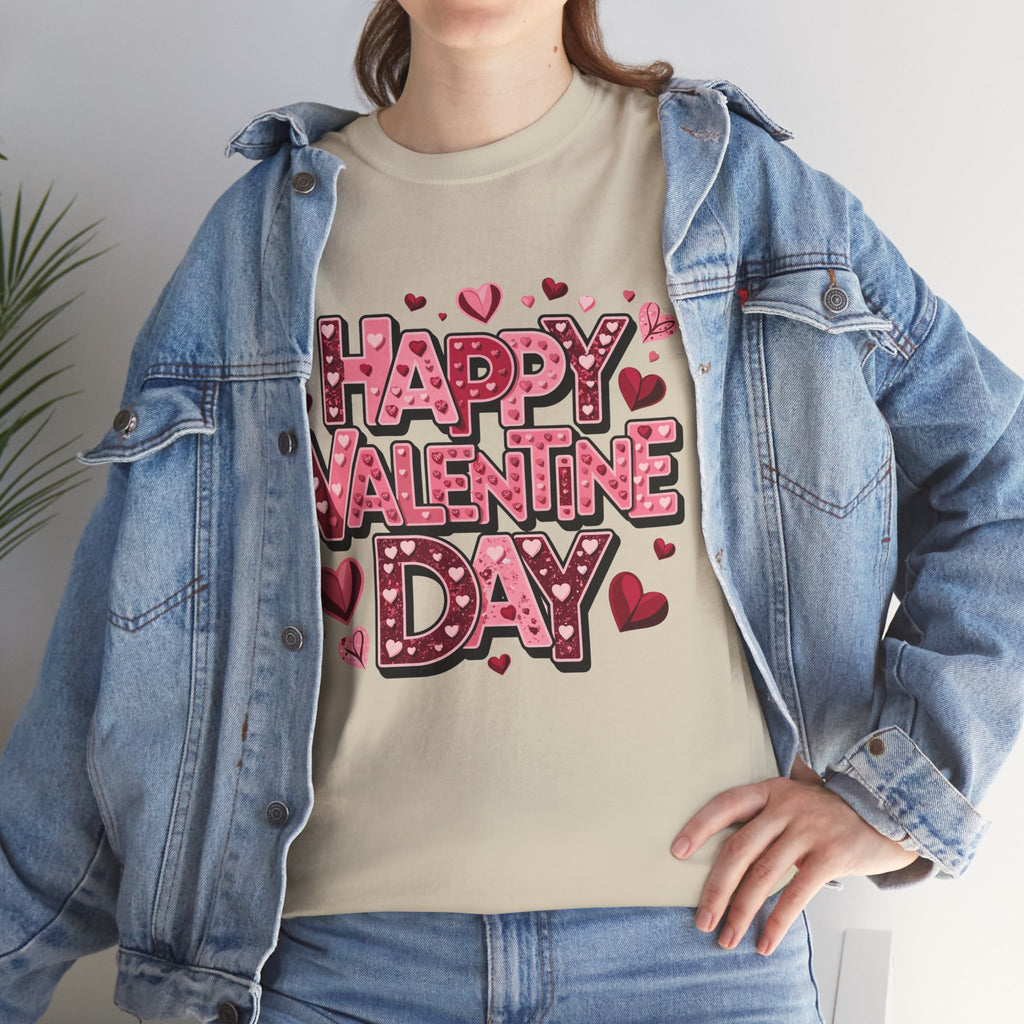 Valentine's Day Tee — 'Happy Valentine Day' Heart Graphic Shirt