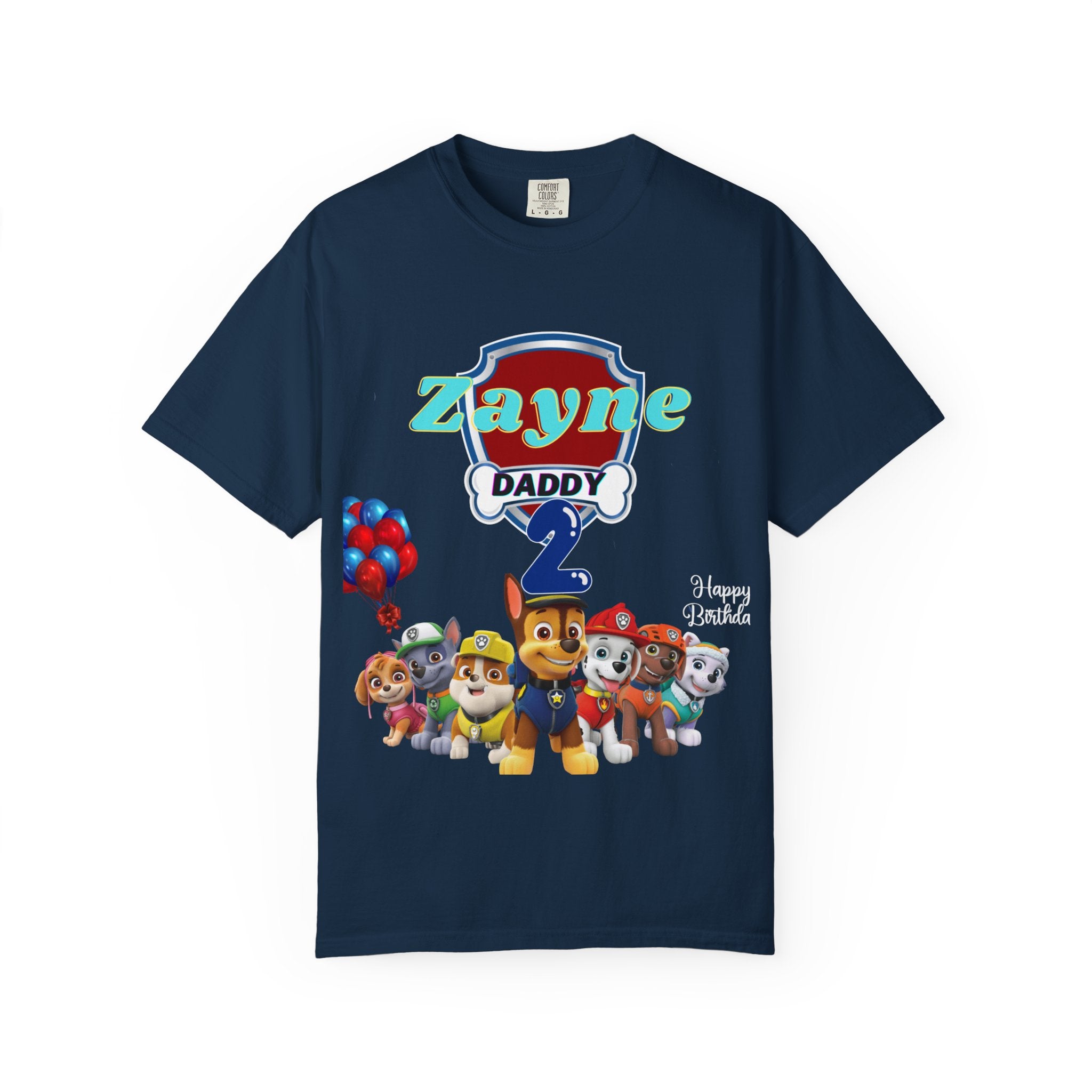 Kids' Paw Patrol Birthday T-Shirt — "Zayne Daddy 2" Personalized Party Tee