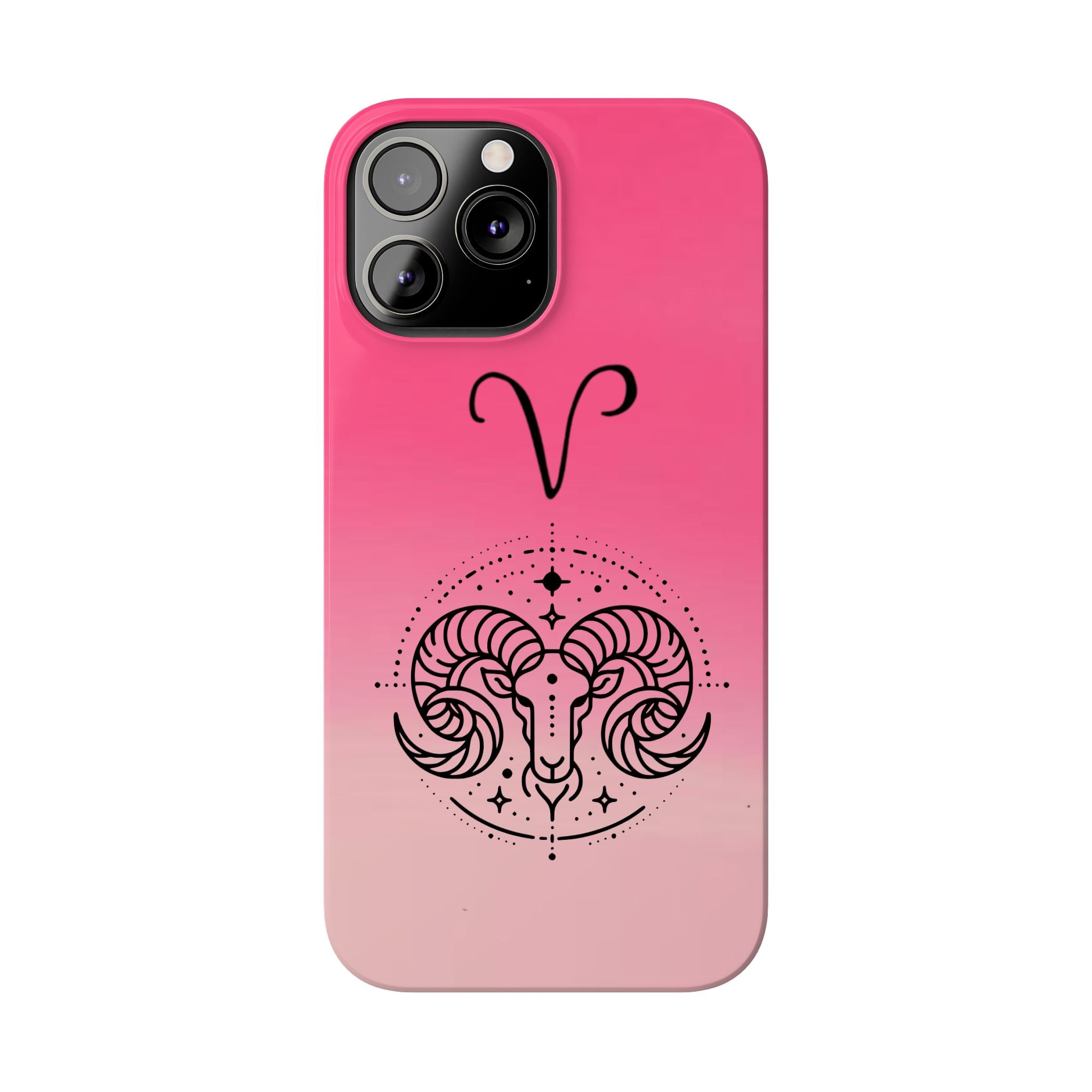 Aries Zodiac Slim Phone Case - Pink Gradient Ram Horoscope Design