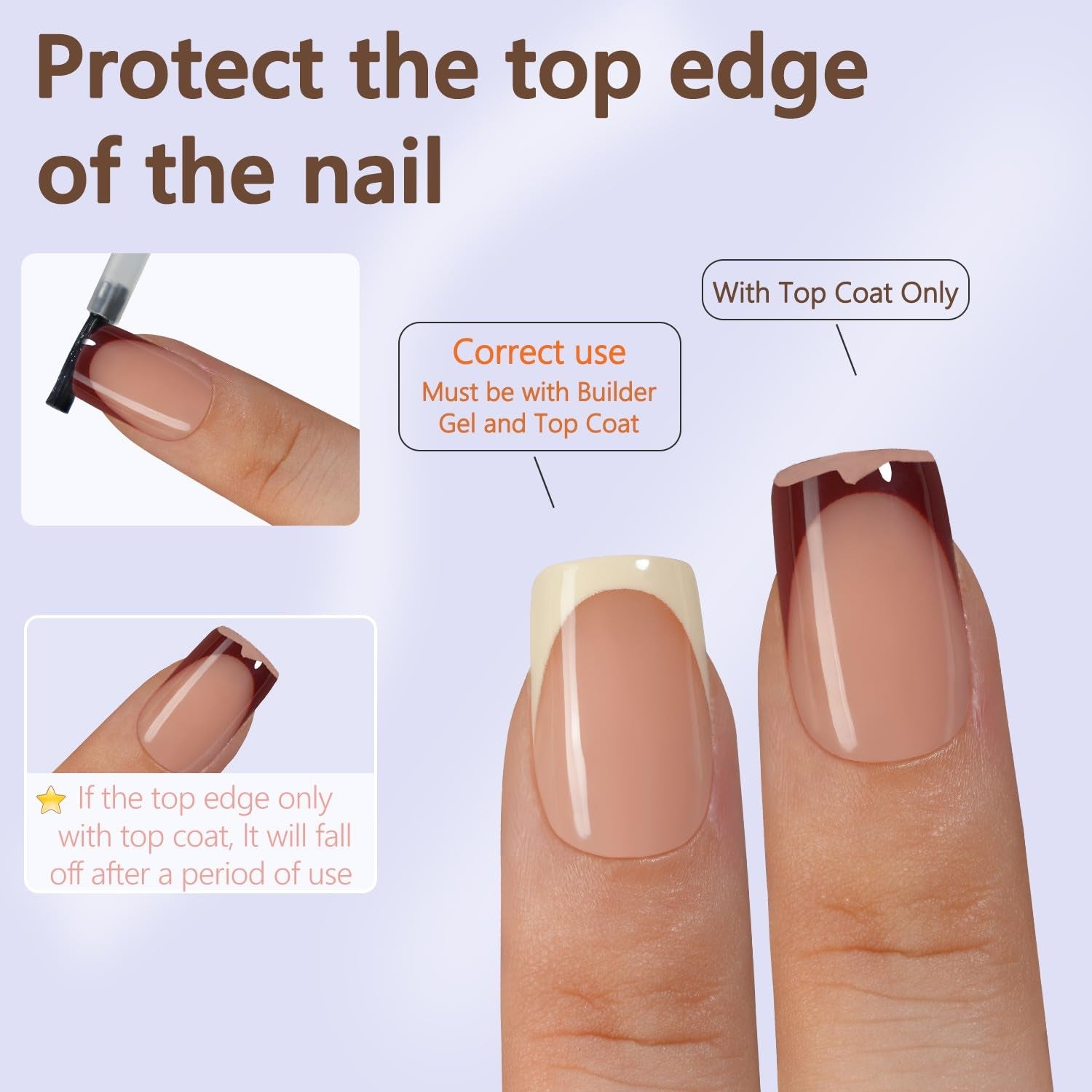 French Gel Press on Fake Nail Tips, Short Square, No Need to File, Pre-Lasting for Nail Art DIY 16 Sizes Multicolor 160Pcs