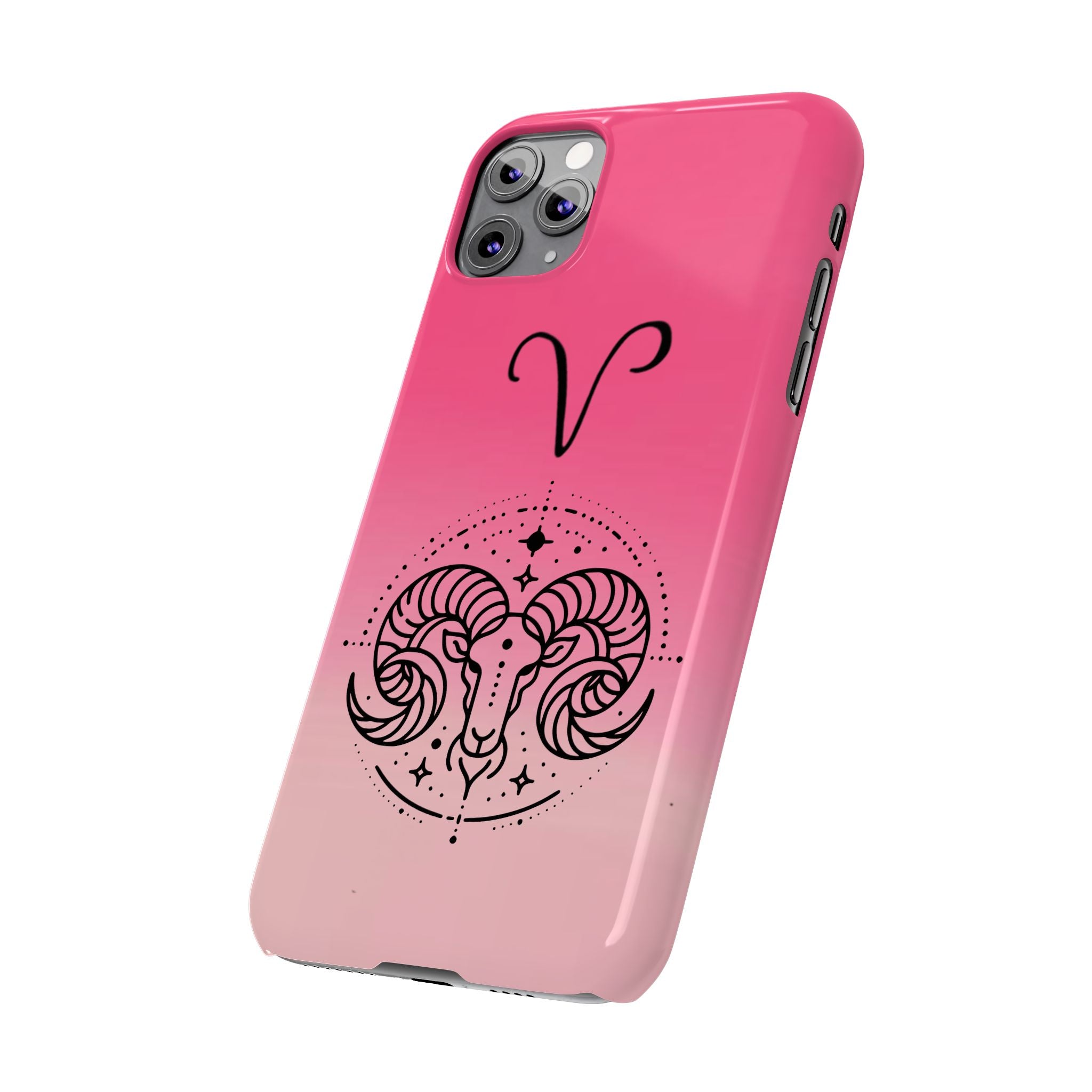 Aries Zodiac Slim Phone Case - Pink Gradient Ram Horoscope Design