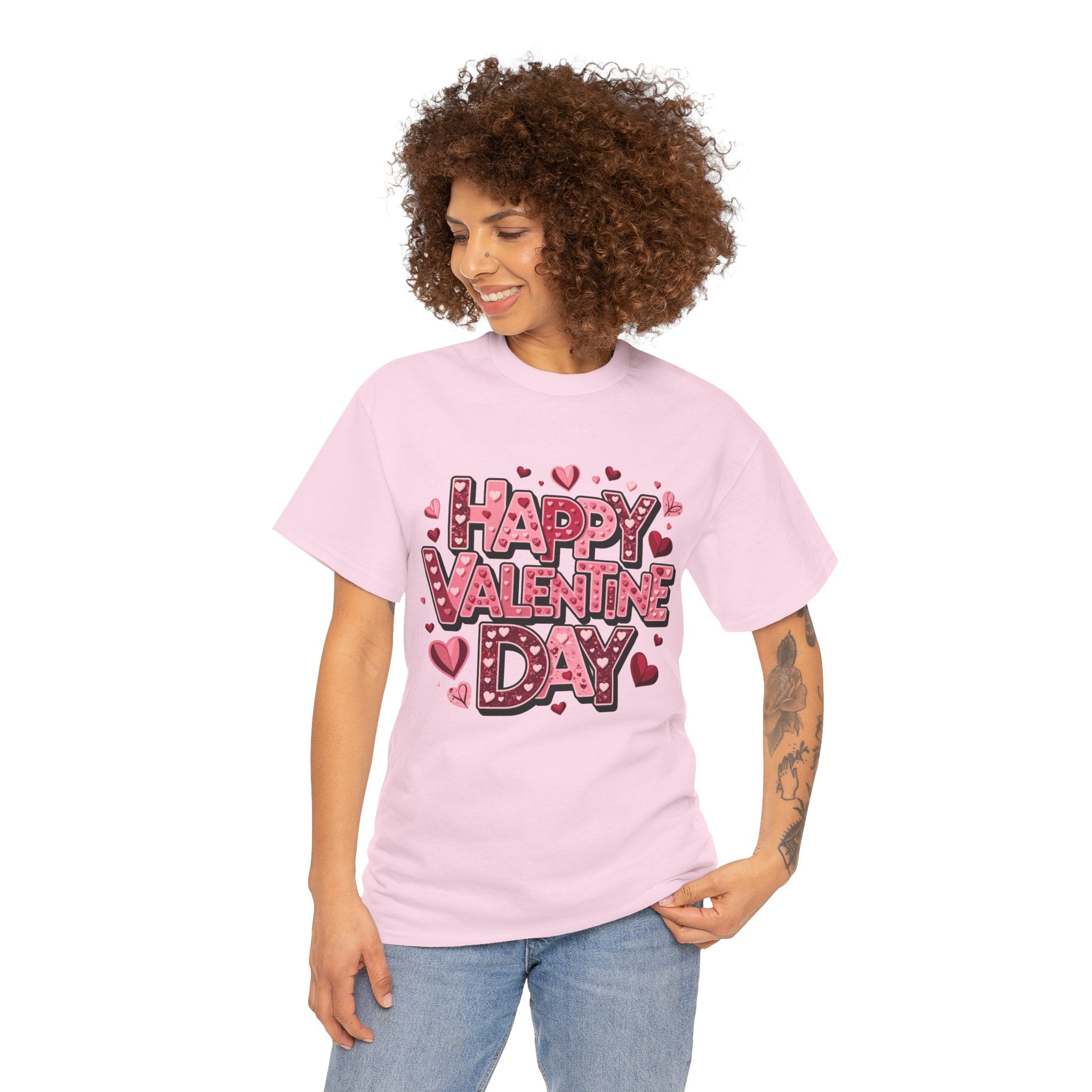 Valentine's Day Tee — 'Happy Valentine Day' Heart Graphic Shirt