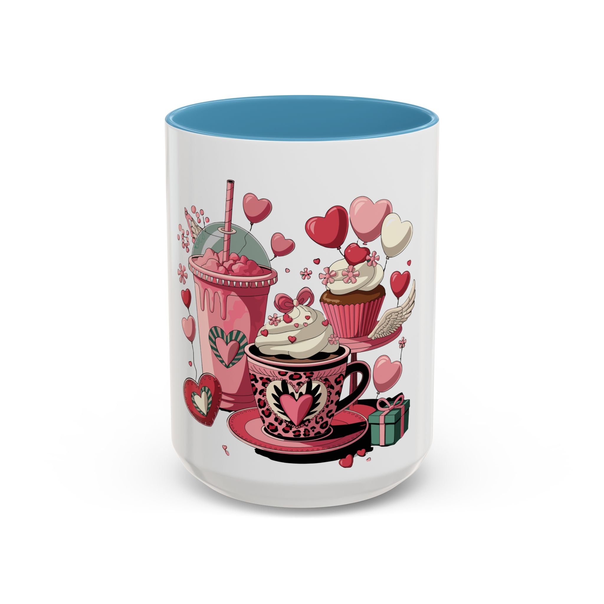 Valentine Dessert Love Accent Coffee Mug — Heart Cupcakes & Sweets 11/15oz