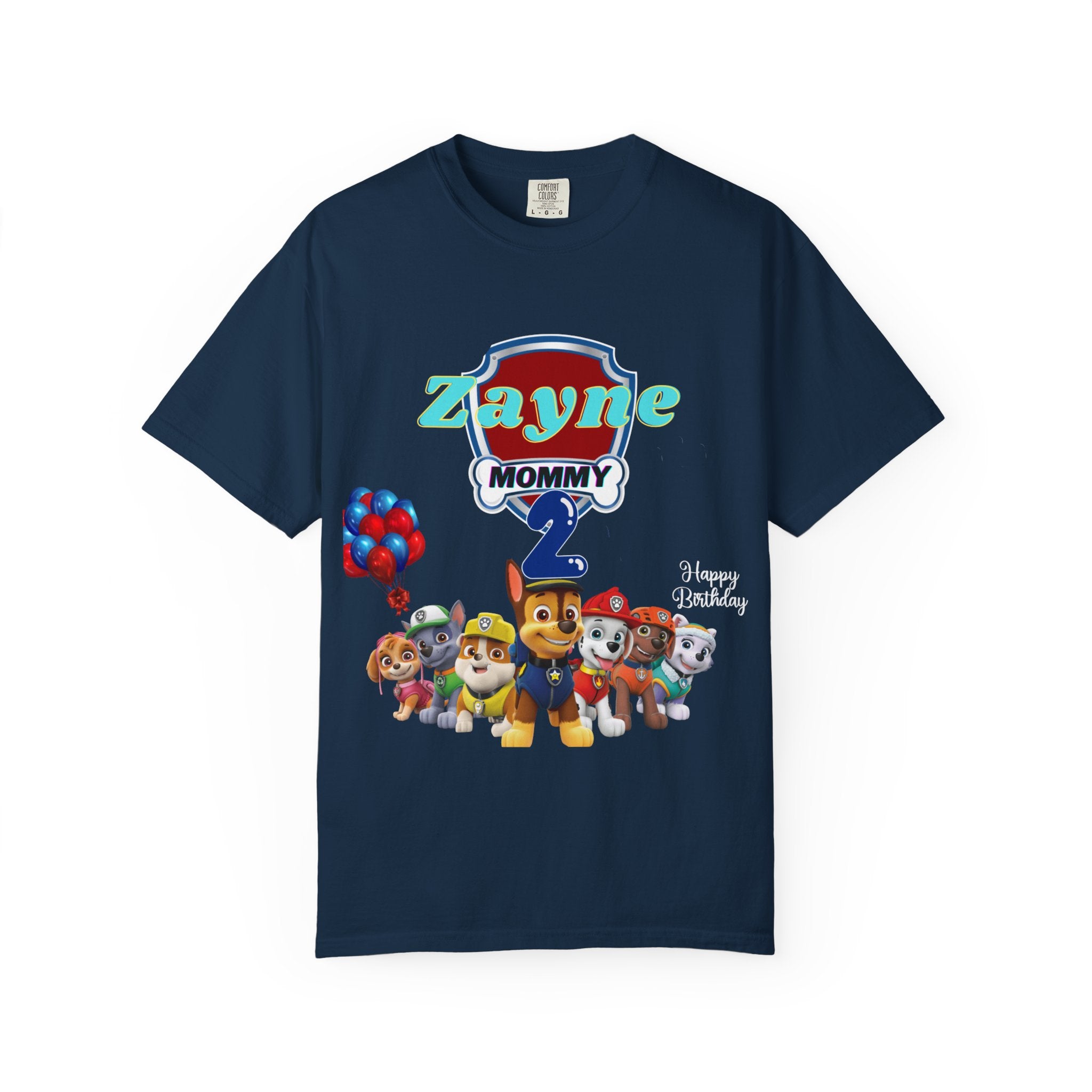 Kids' Paw Patrol Birthday T-Shirt — "Zayne Mommy 2" Personalized Party Tee