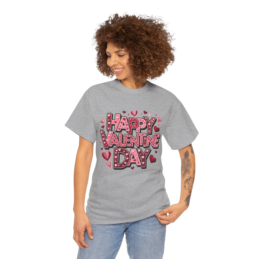Valentine's Day Tee — 'Happy Valentine Day' Heart Graphic Shirt