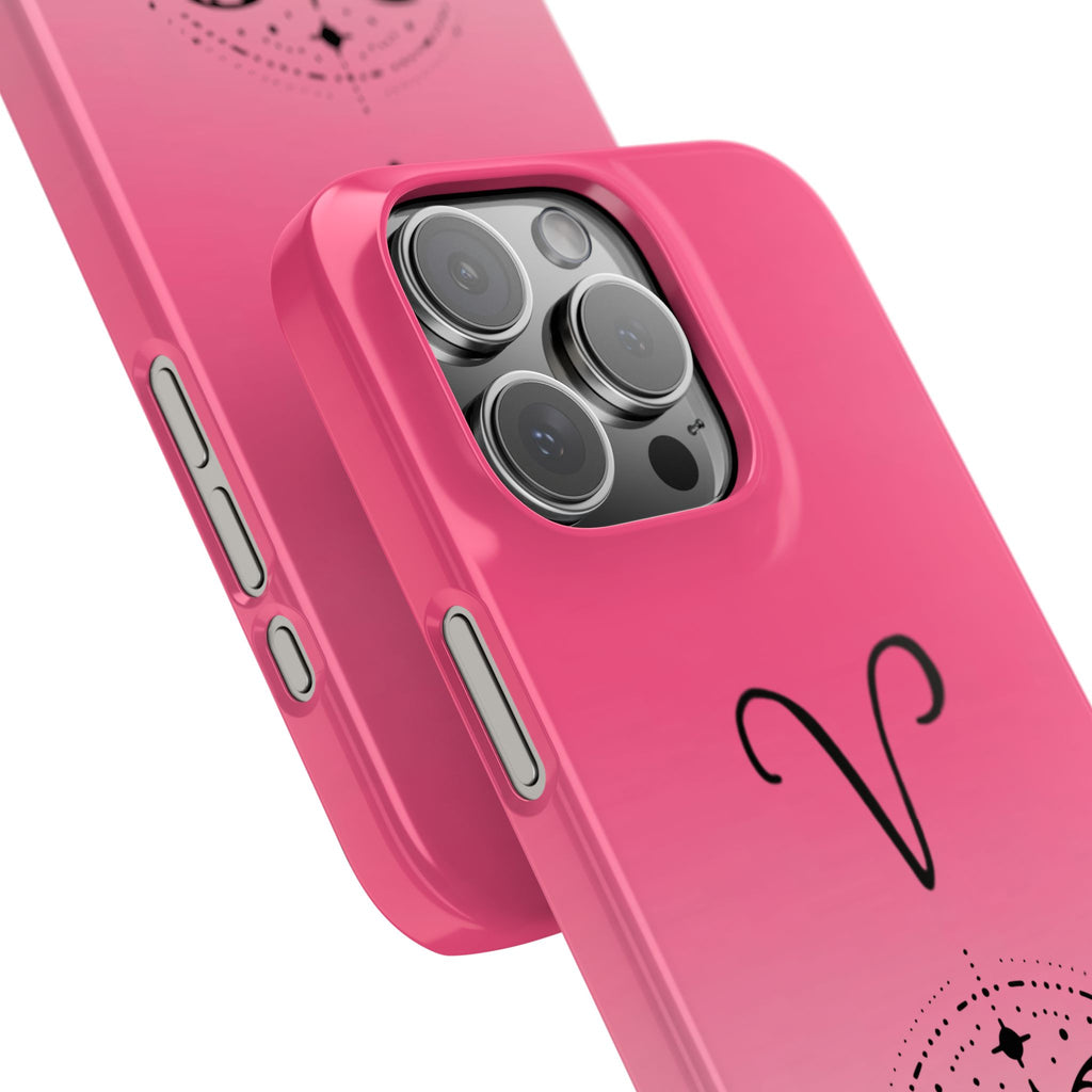 Aries Zodiac Slim Phone Case - Pink Gradient Ram Horoscope Design