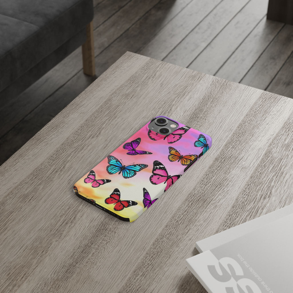 Butterfly Dream Slim Phone Case — Pastel Gradient Floral Wings Design