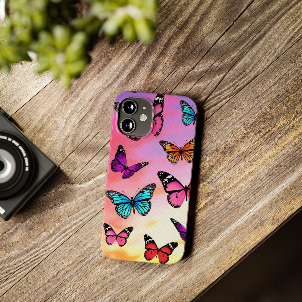 Butterfly Dream Slim Phone Case — Pastel Gradient Floral Wings Design