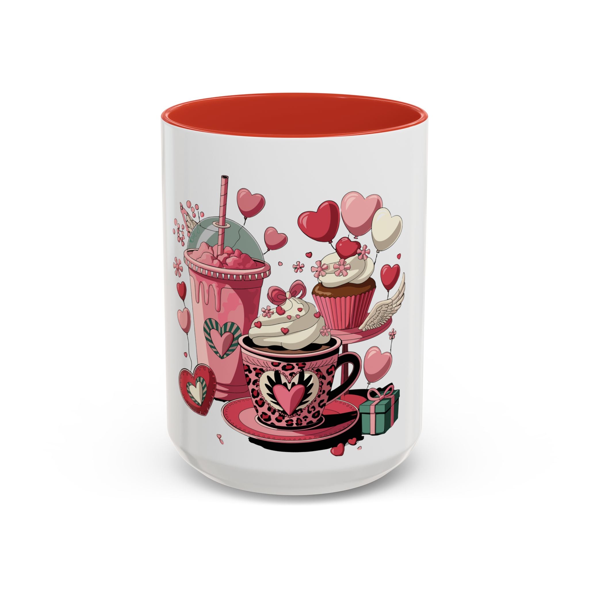 Valentine Dessert Love Accent Coffee Mug — Heart Cupcakes & Sweets 11/15oz