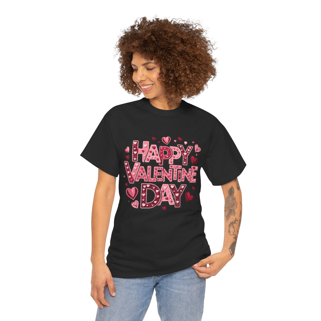Valentine's Day Tee — 'Happy Valentine Day' Heart Graphic Shirt