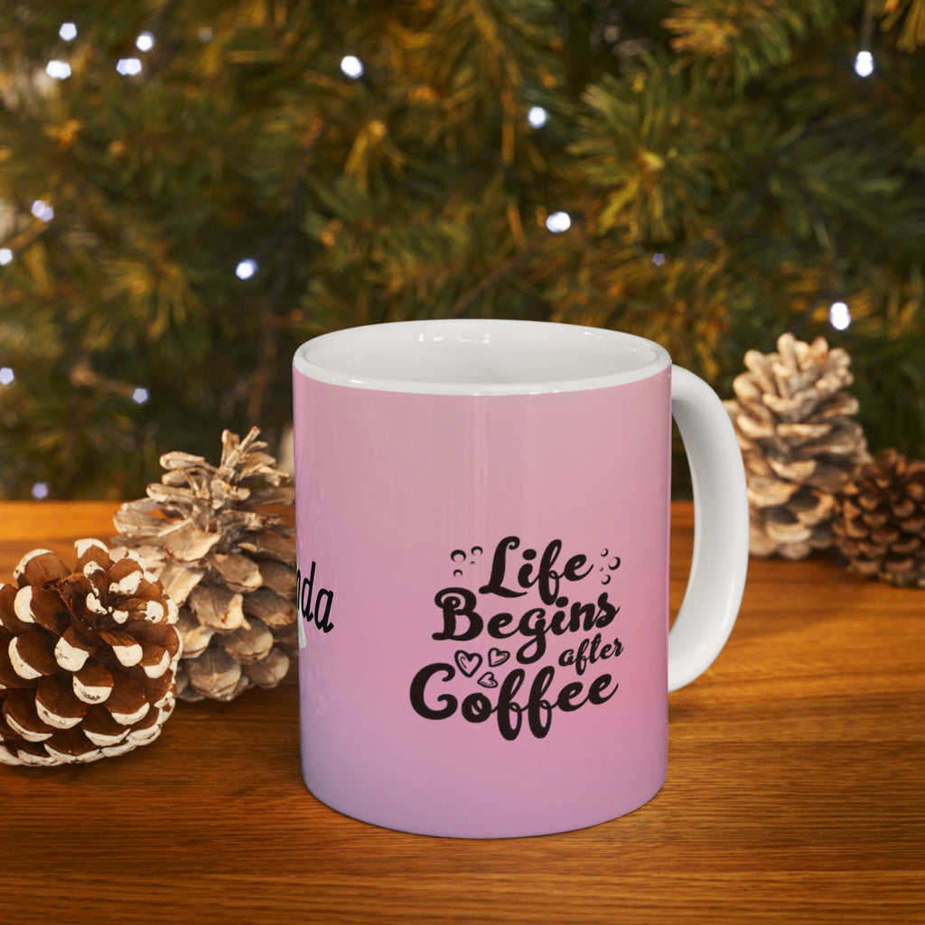 Coffee Is Cheaper Than Therapy Ceramic Mug — Pink Lavender Gradient Coffee Cup (11oz & 15oz)