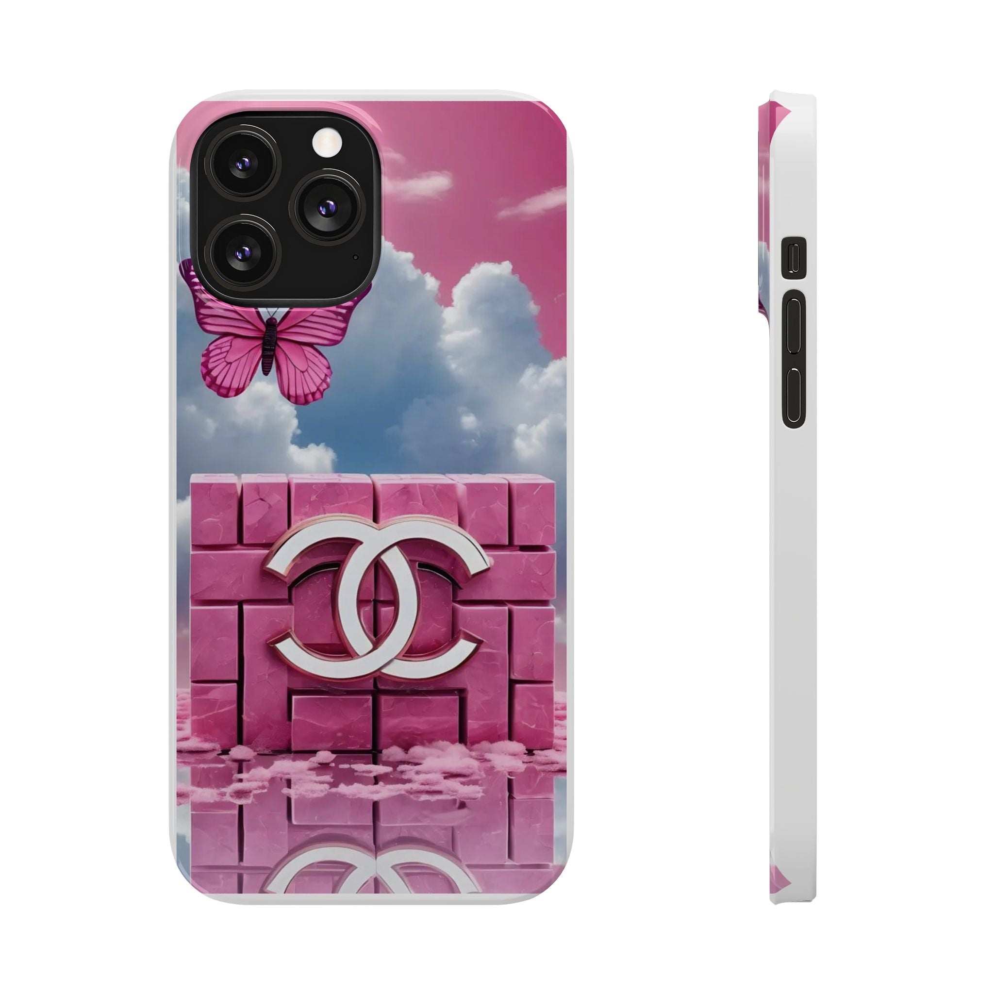 Pink Butterfly Luxe Slim Phone Case — Cloud Sky & Logo Design