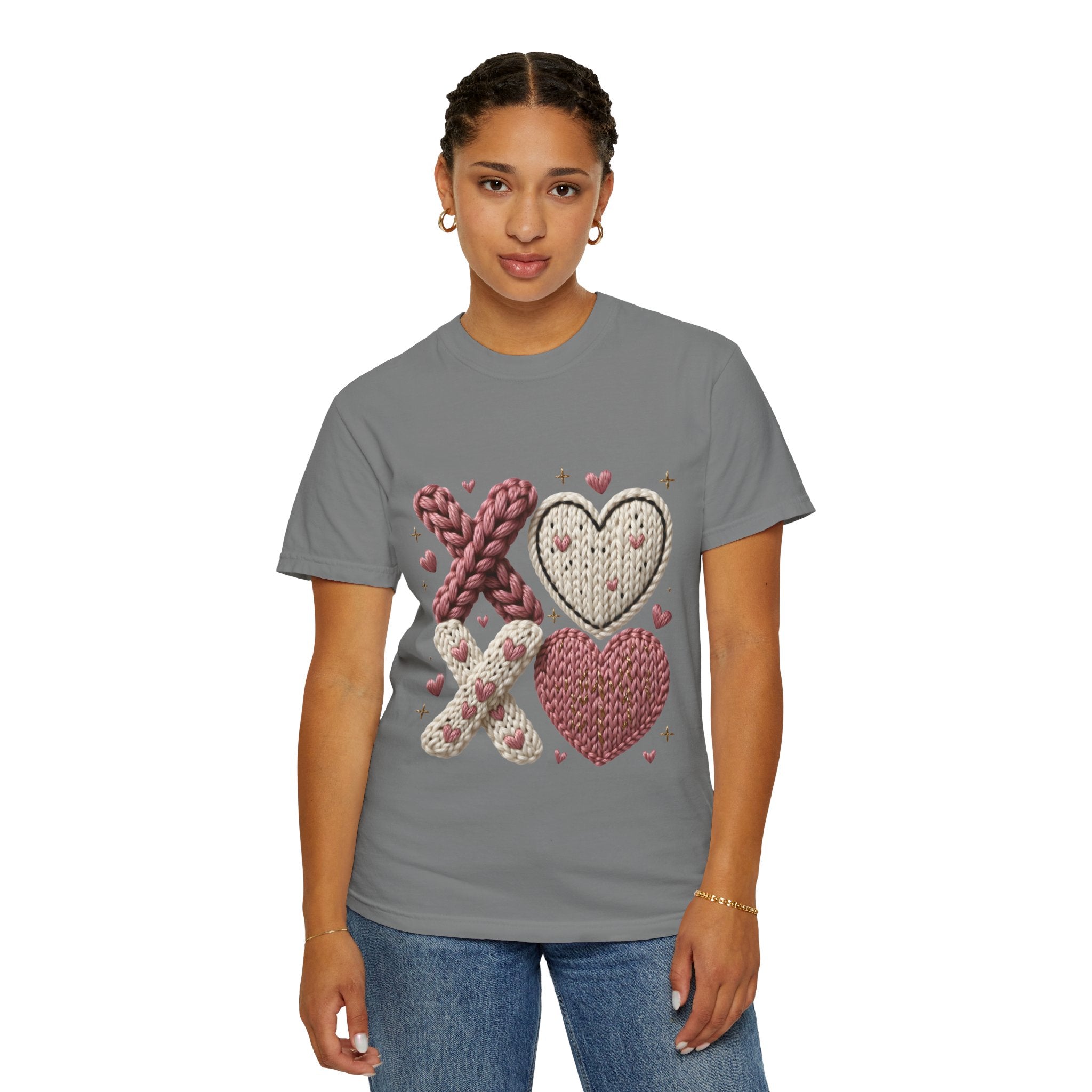 Knit XOXO Hearts T-Shirt — Cozy Valentine’s Day Love Tee