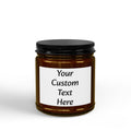 Custom Text Amber Jar Soy Candle 4oz 9oz | Black Lid, Personalized Label