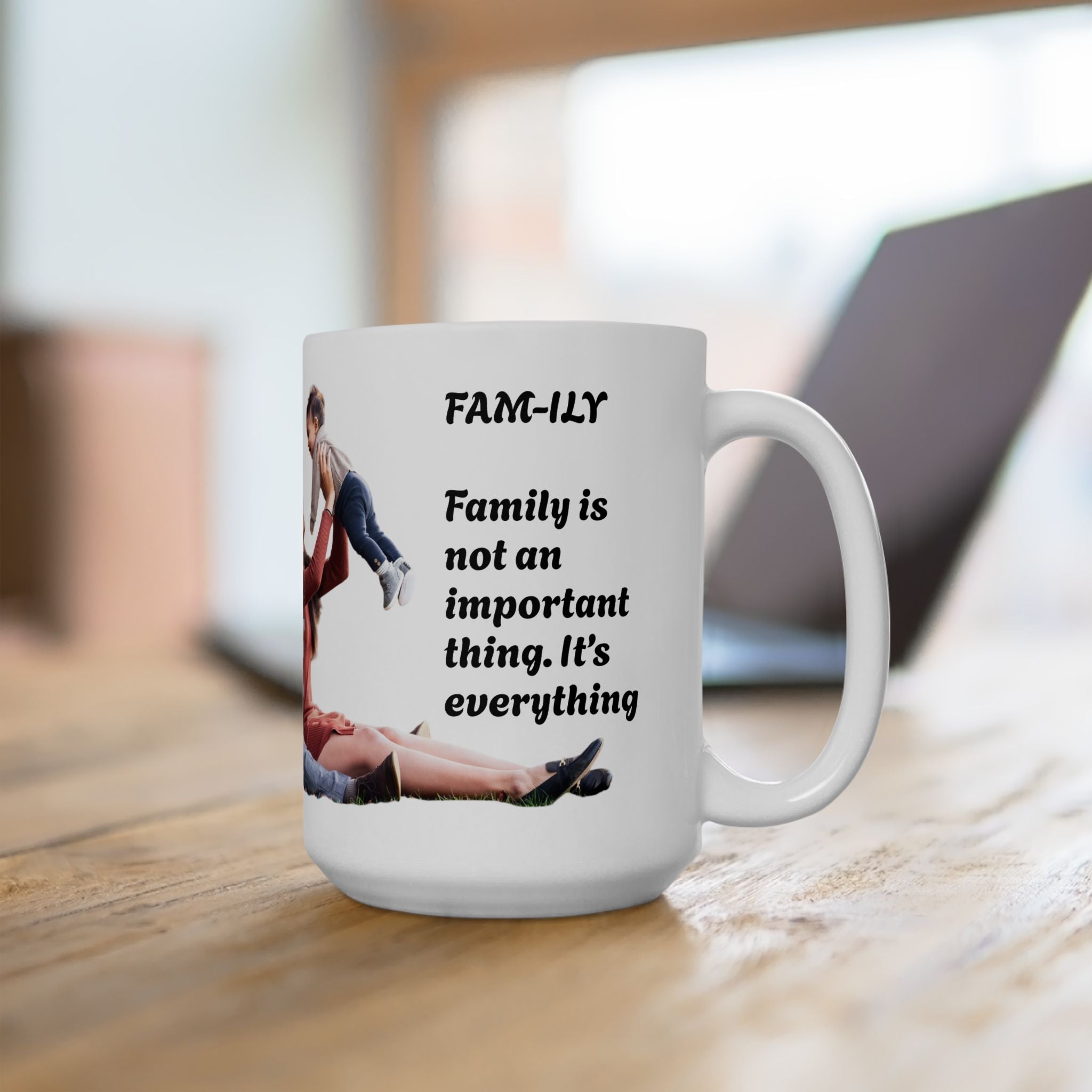 Family Photo Ceramic Mug - Personalized Photo Coffee Cup with Heart Accent (11oz, 15oz)