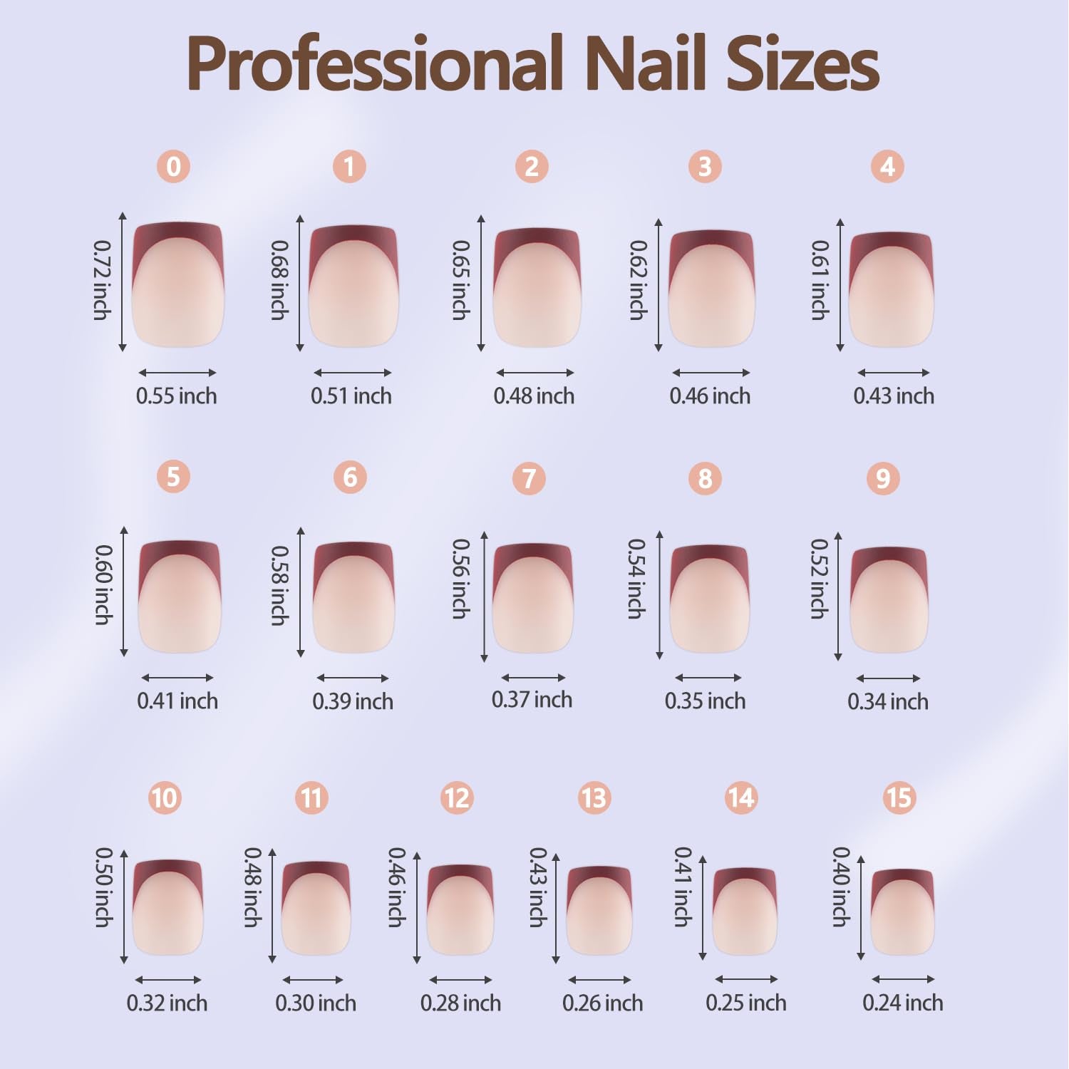 French Gel Press on Fake Nail Tips, Short Square, No Need to File, Pre-Lasting for Nail Art DIY 16 Sizes Multicolor 160Pcs