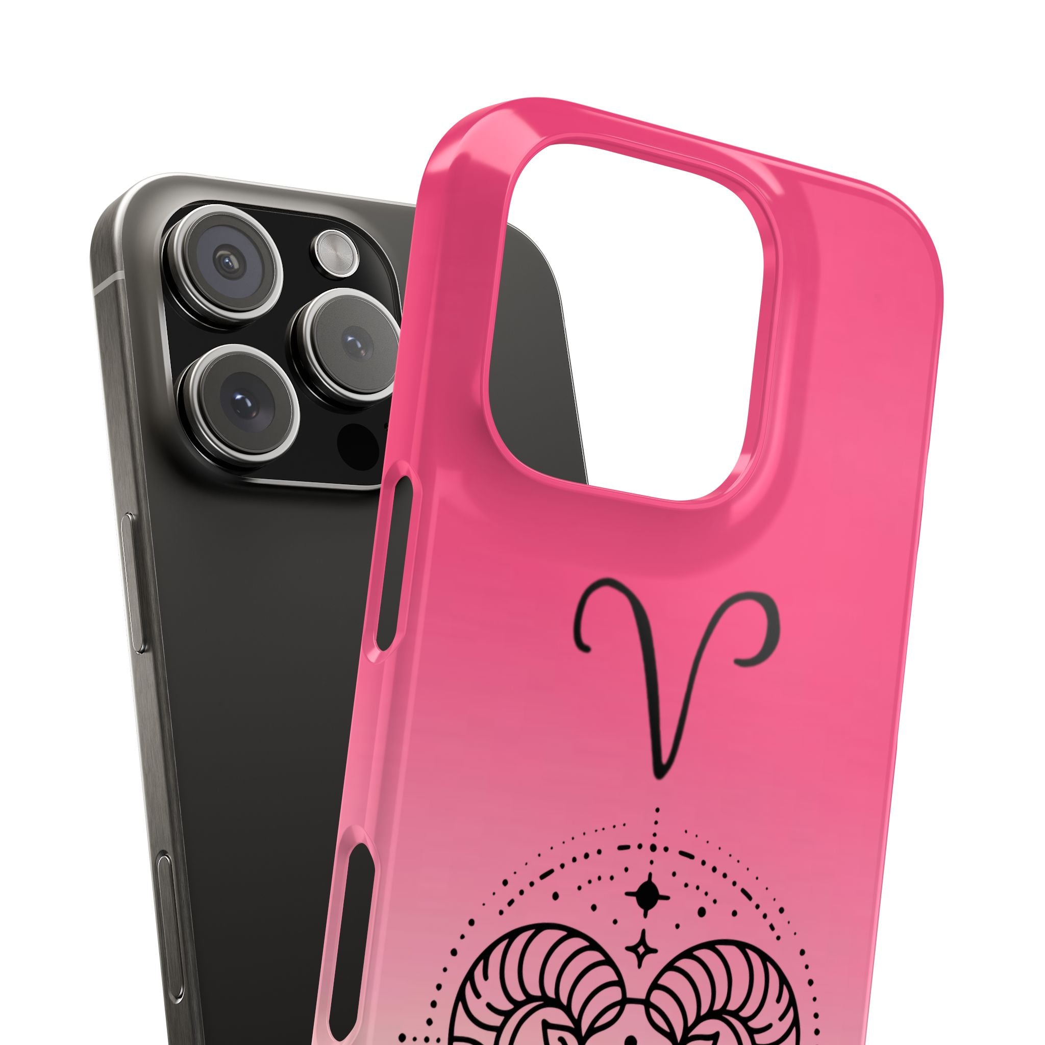 Aries Zodiac Slim Phone Case - Pink Gradient Ram Horoscope Design
