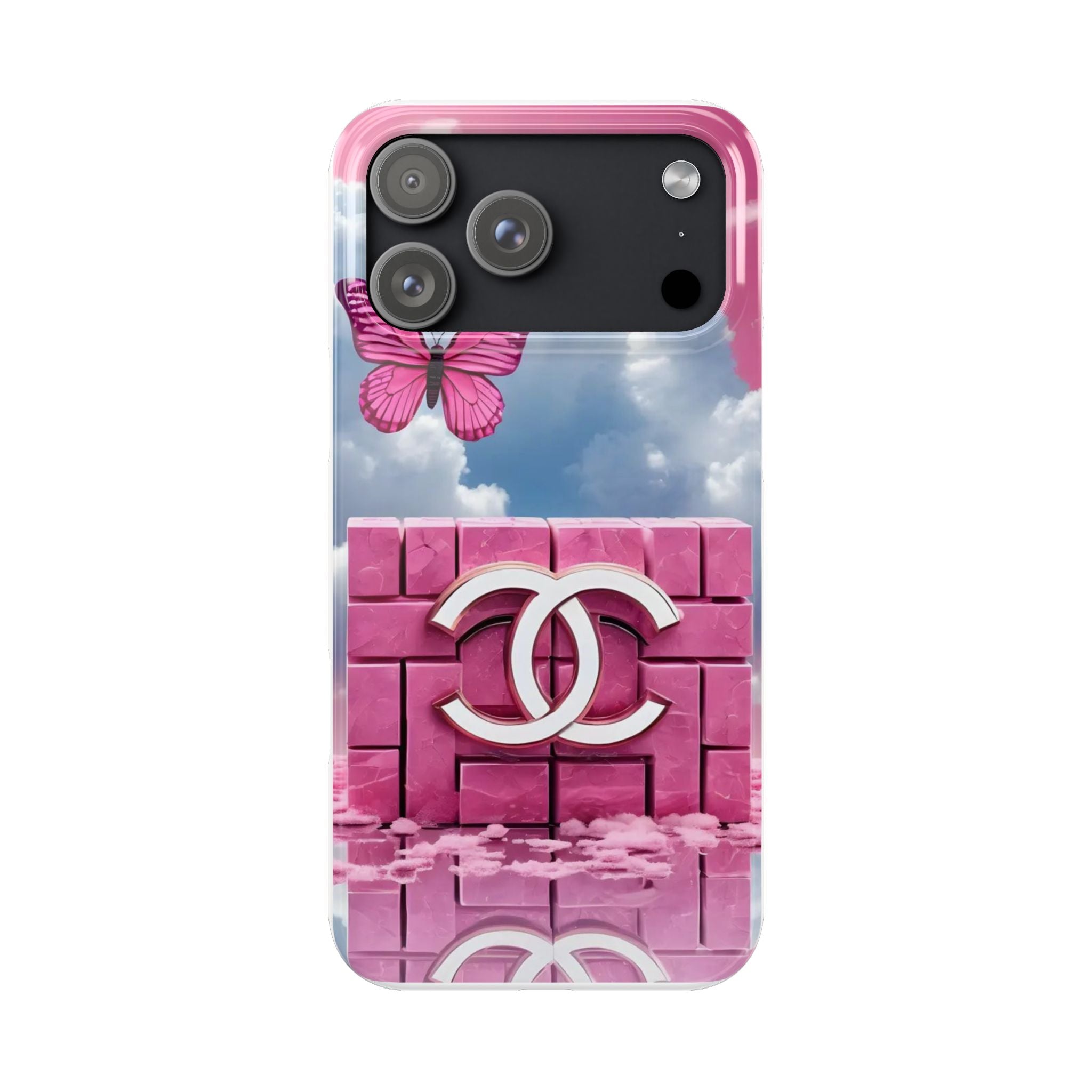 Pink Butterfly Luxe Slim Phone Case — Cloud Sky & Logo Design