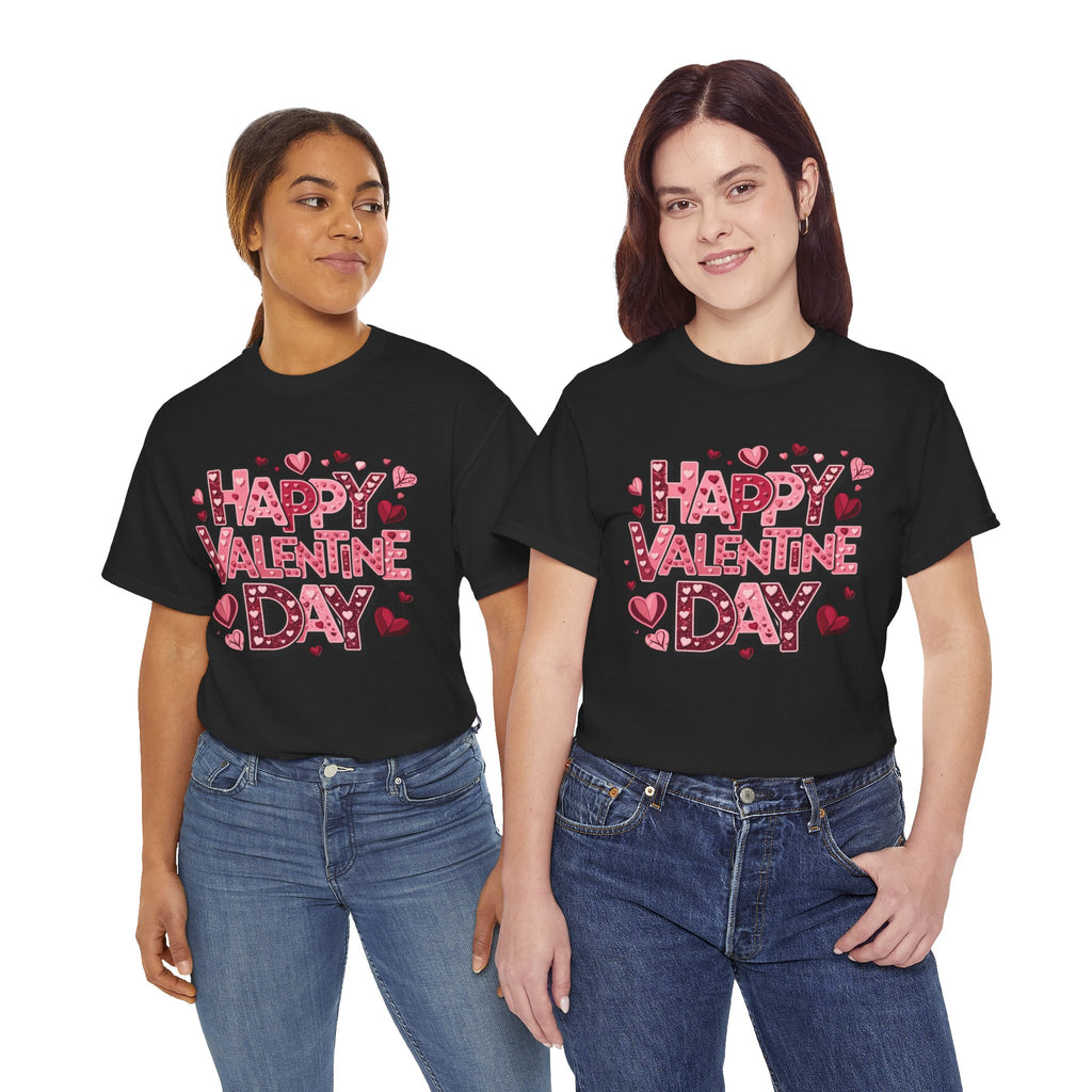 Valentine's Day Tee — 'Happy Valentine Day' Heart Graphic Shirt