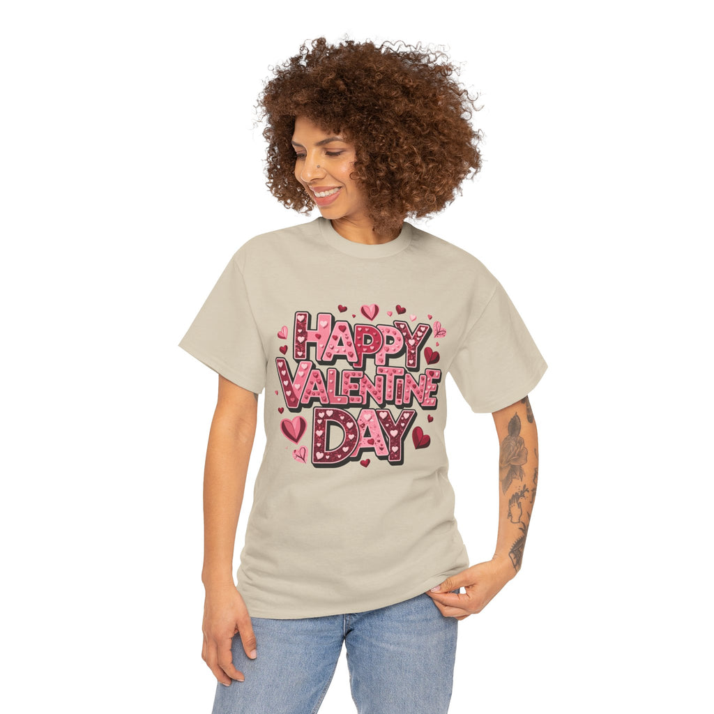 Valentine's Day Tee — 'Happy Valentine Day' Heart Graphic Shirt