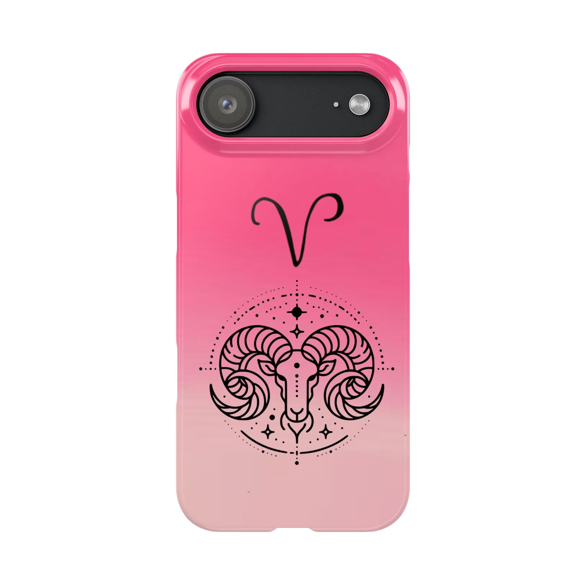 Aries Zodiac Slim Phone Case - Pink Gradient Ram Horoscope Design