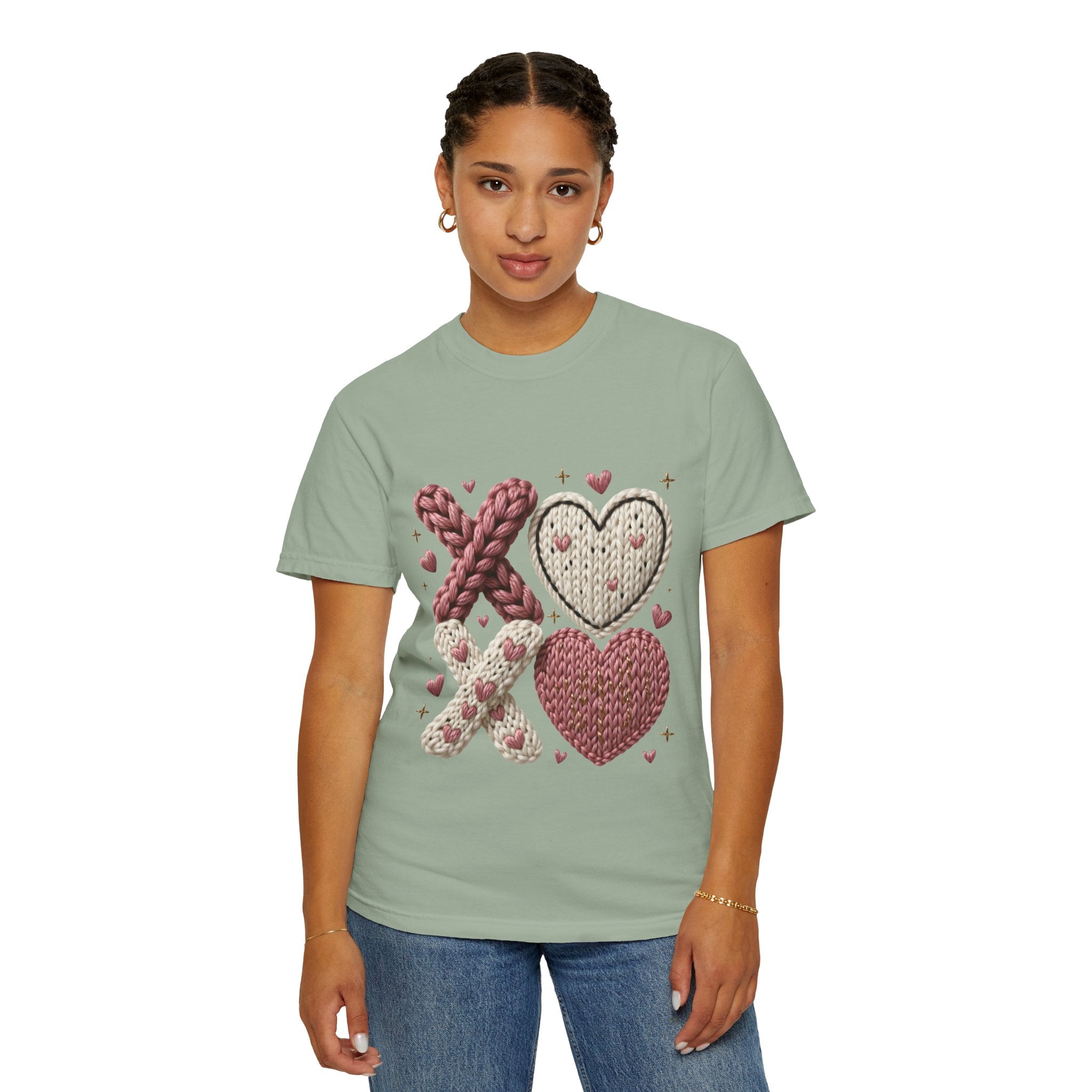 Knit XOXO Hearts T-Shirt — Cozy Valentine’s Day Love Tee